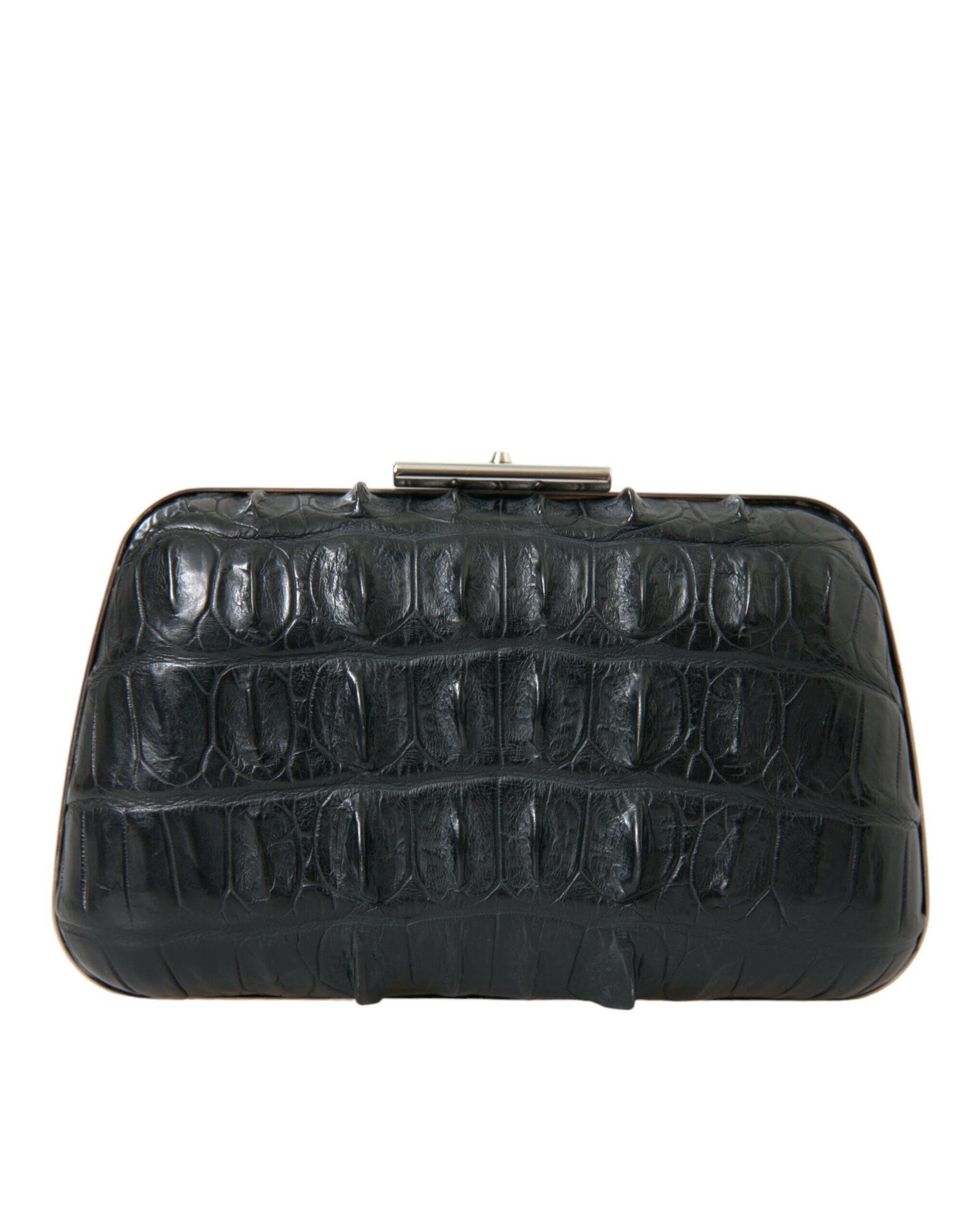 Balenciaga Black Exotic Skin Leather Shoulder Crossbody Box Clutch Bag.