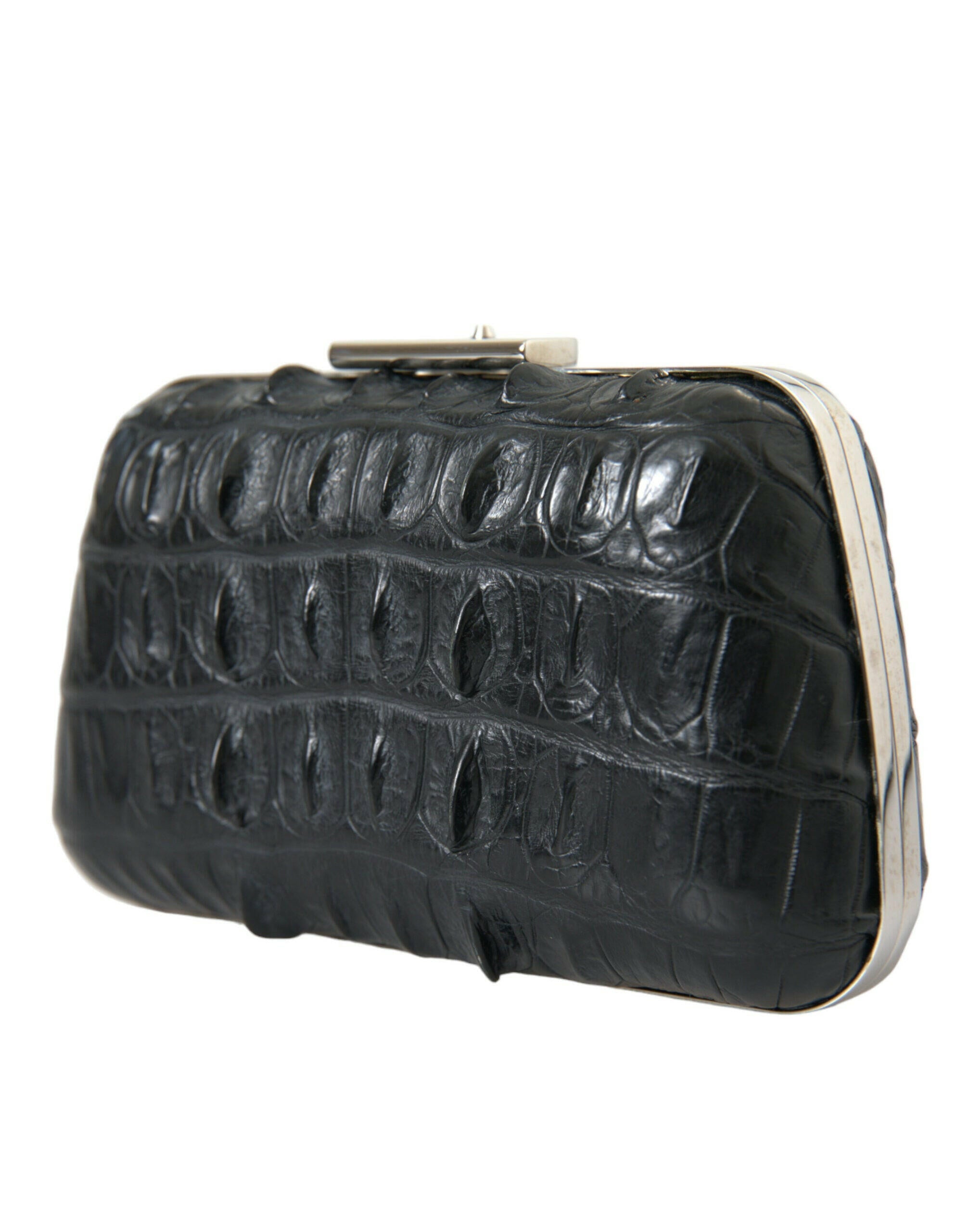 Balenciaga Black Exotic Skin Leather Shoulder Crossbody Box Clutch Bag.