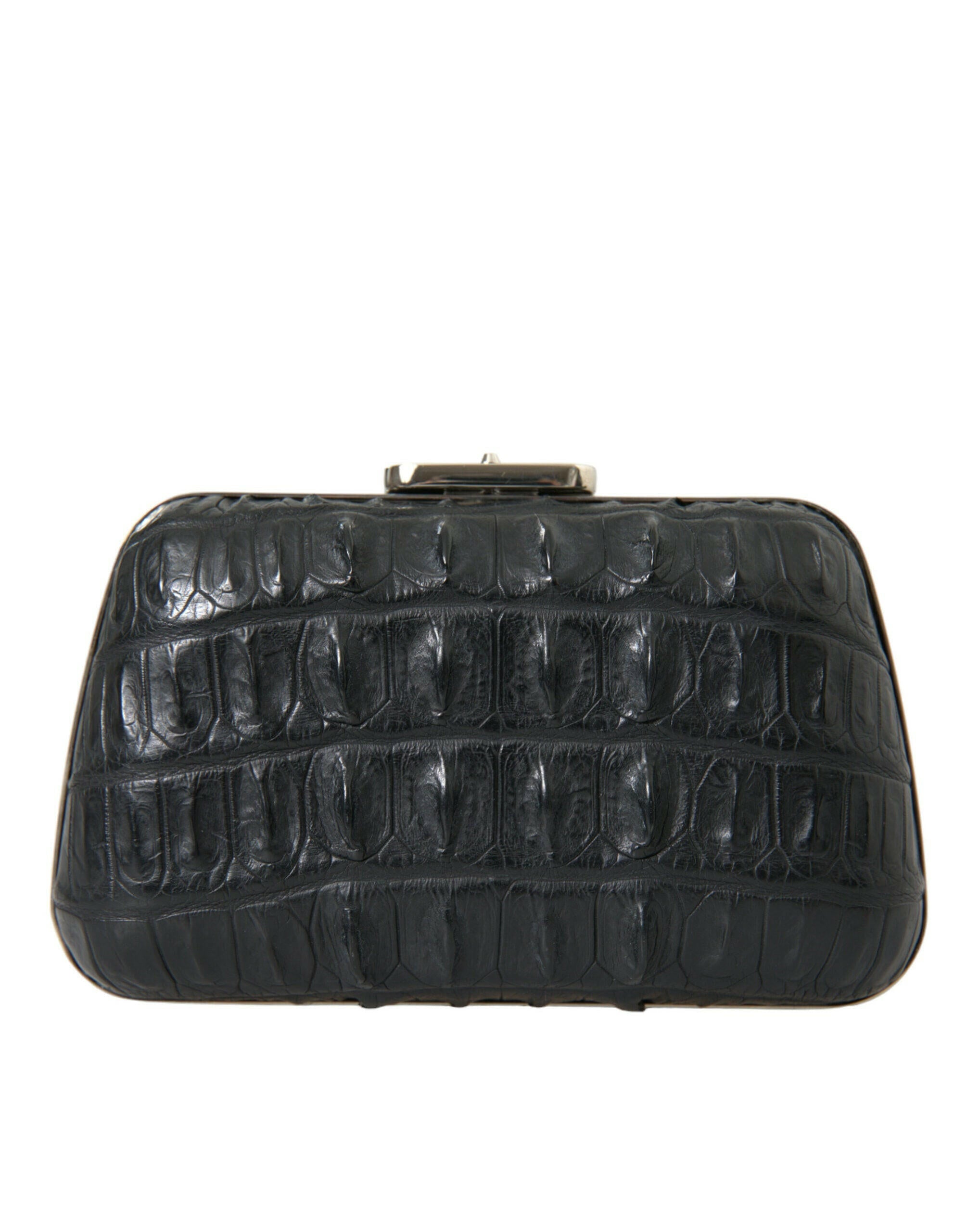 Balenciaga Black Exotic Skin Leather Shoulder Crossbody Box Clutch Bag.