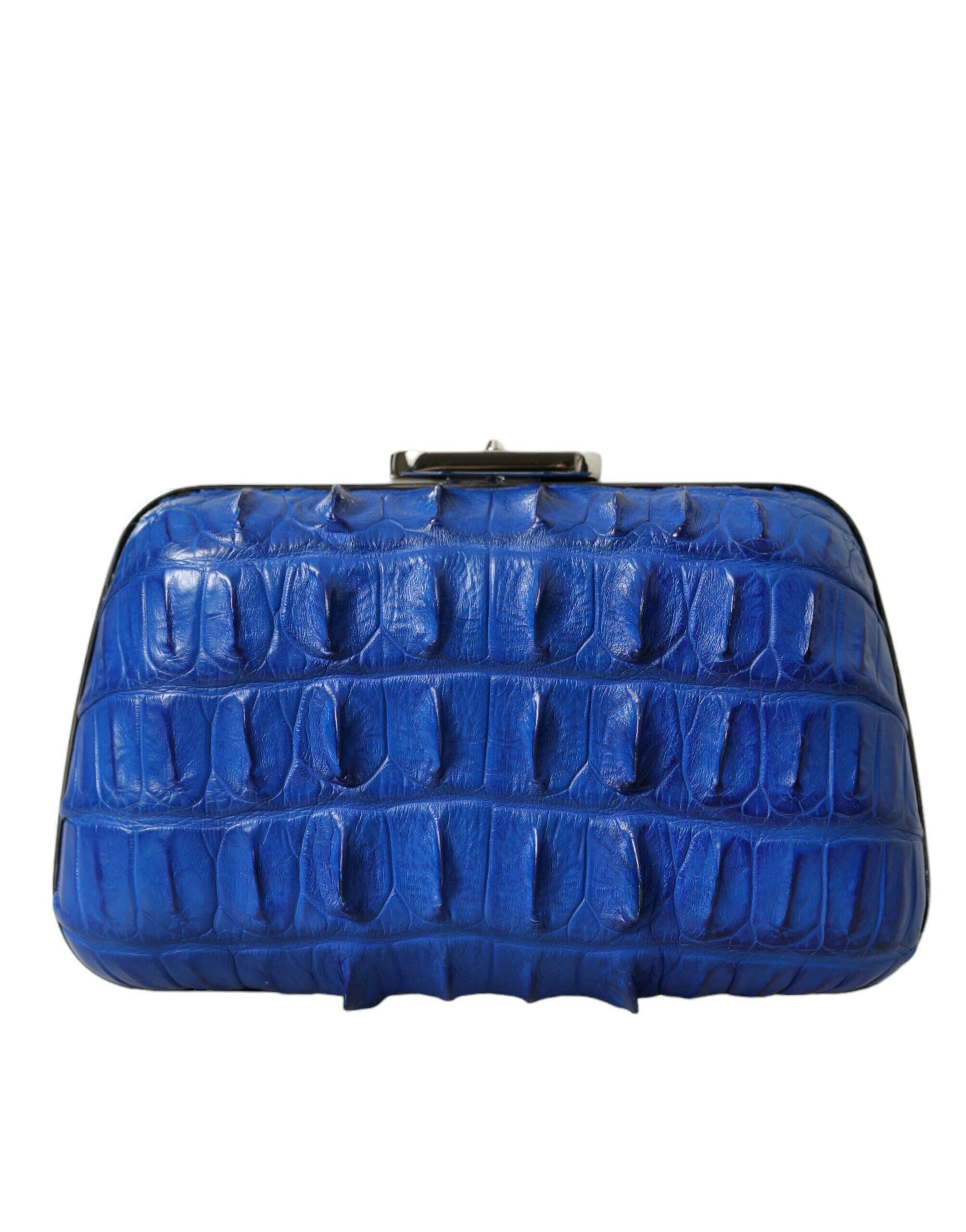 Balenciaga Blue Exotic Skin Leather Shoulder Crossbody Box Clutch Bag.