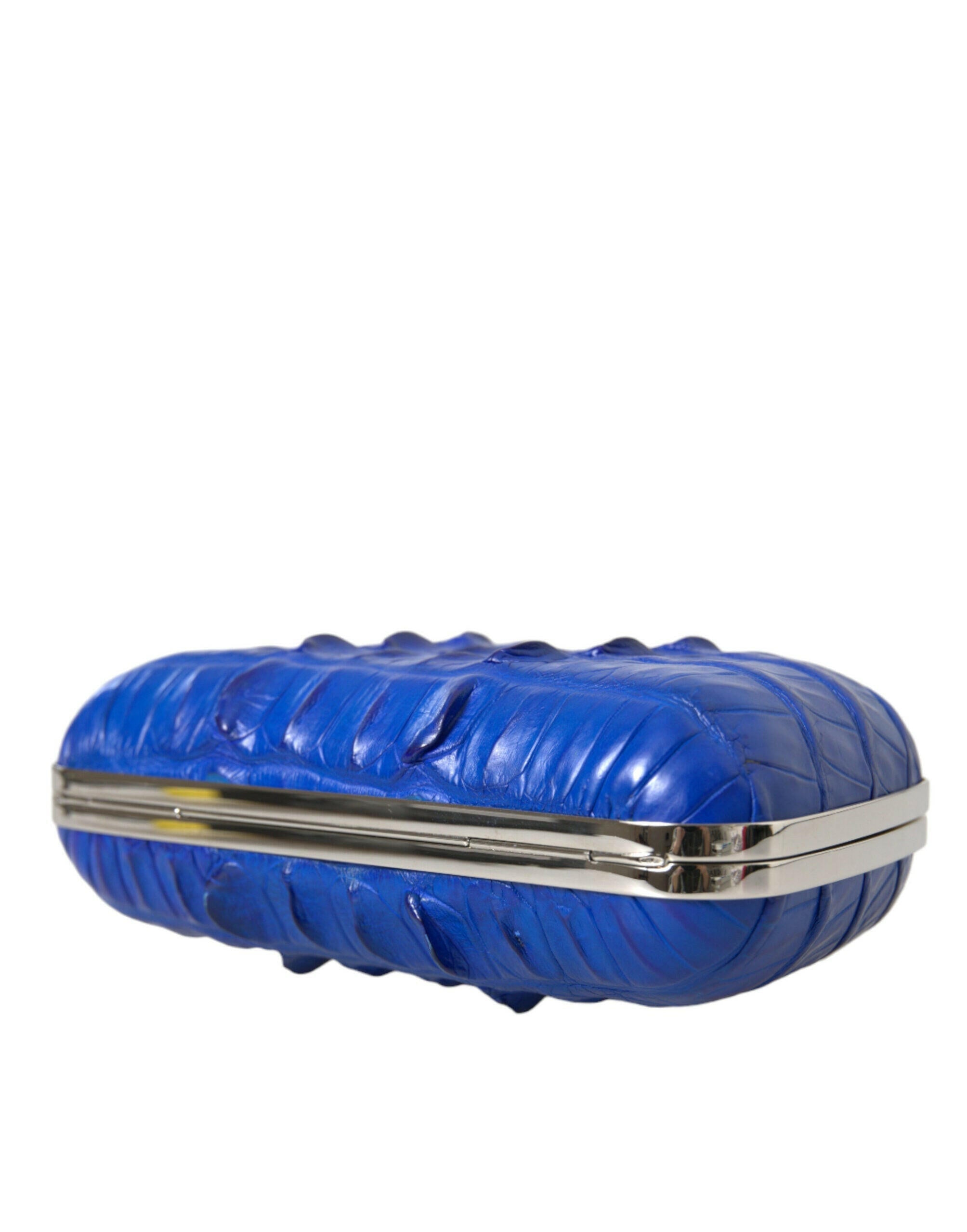 Balenciaga Blue Exotic Skin Leather Shoulder Crossbody Box Clutch Bag.