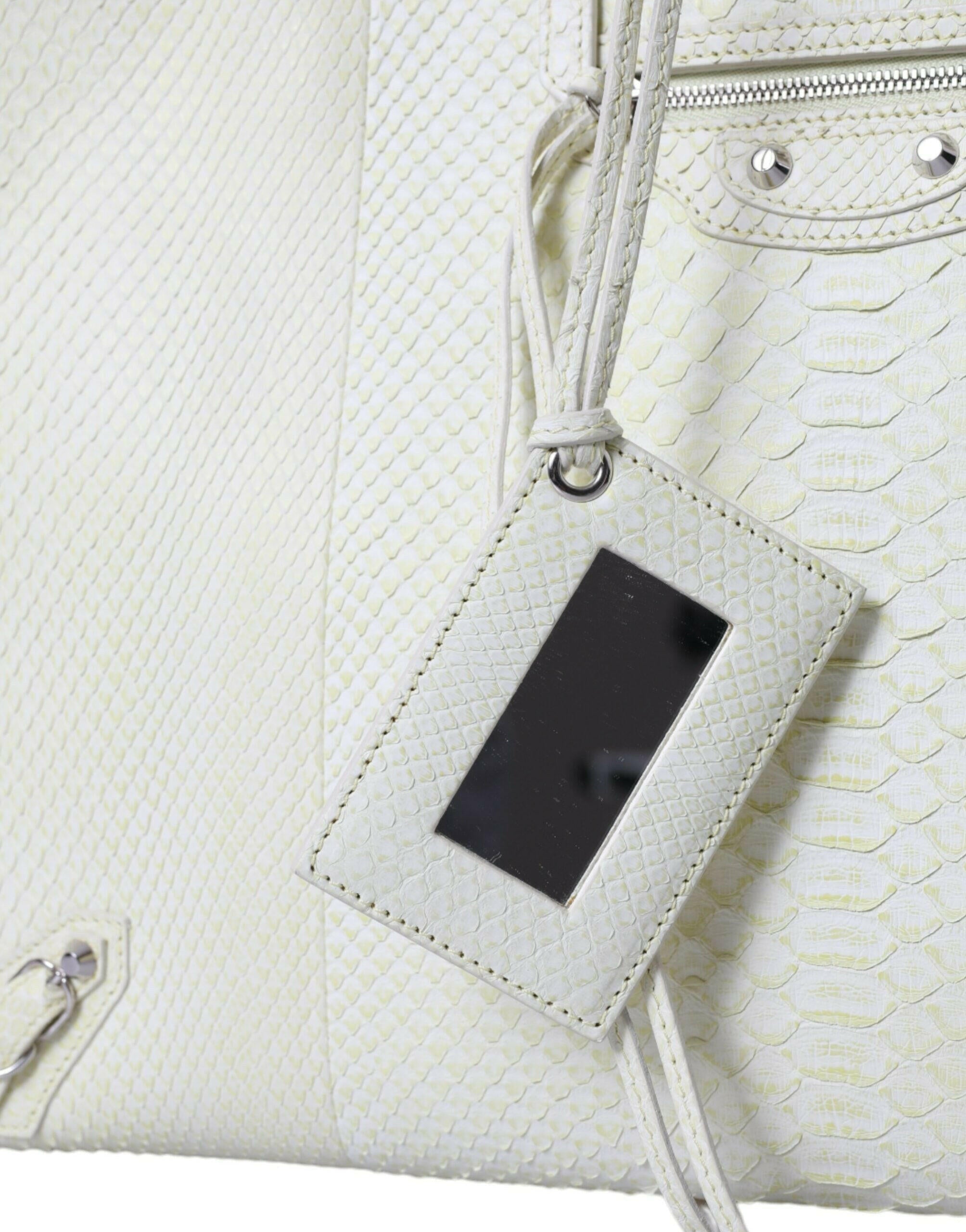Balenciaga White Yellow Exotic Skin Leather Shopping Tote PAPIER Bag.