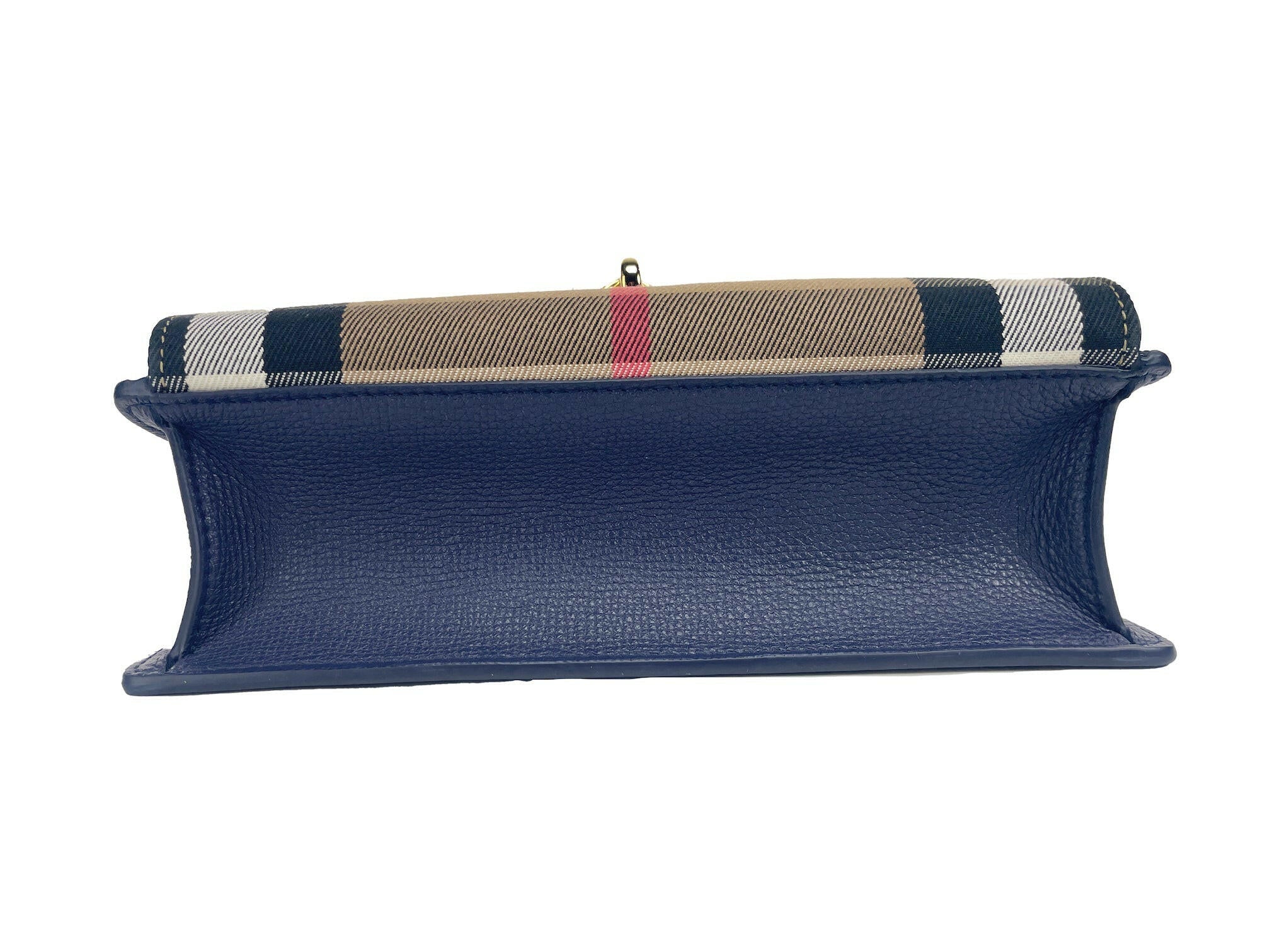 Burberry Macken Small Regency Blue House Check Leather Crossbody Bag.