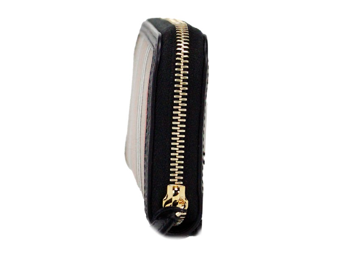 Burberry Ellerby Black Leather Icon Stripe Canvas Zip Around Continental Wallet.