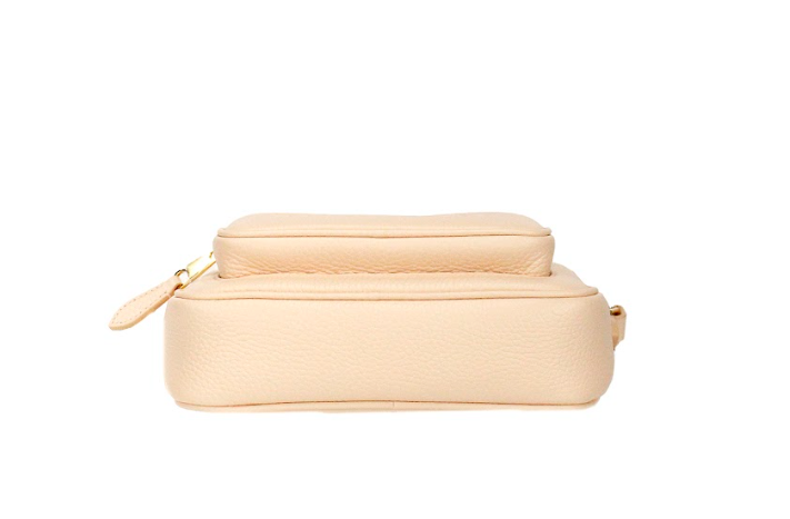 Burberry Small Branded Peach Pink Grainy Leather Camera Crossbody Bag.