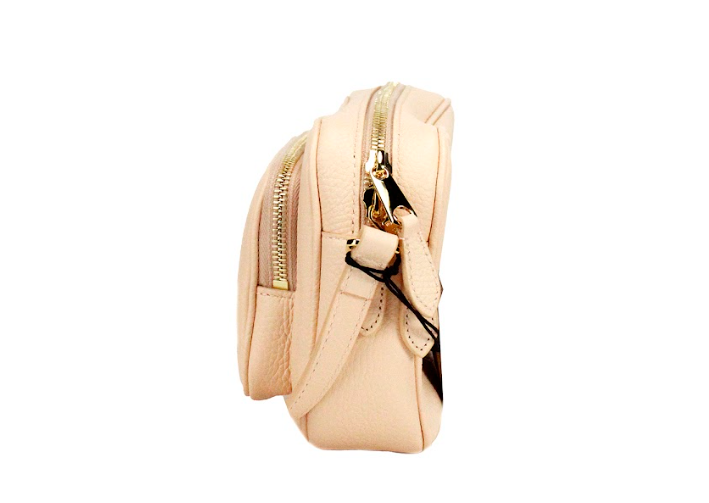 Burberry Small Branded Peach Pink Grainy Leather Camera Crossbody Bag.