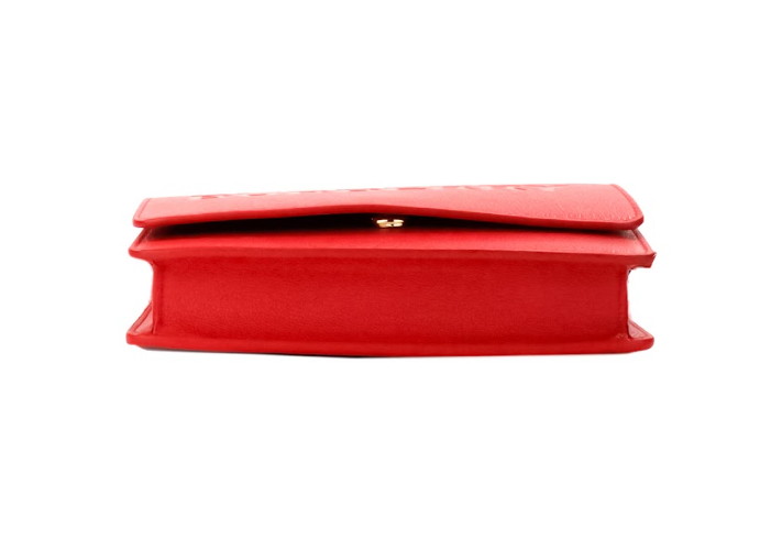 Burberry Hampshire Small Red Embossed Logo Smooth Leather Crossbody Bag.