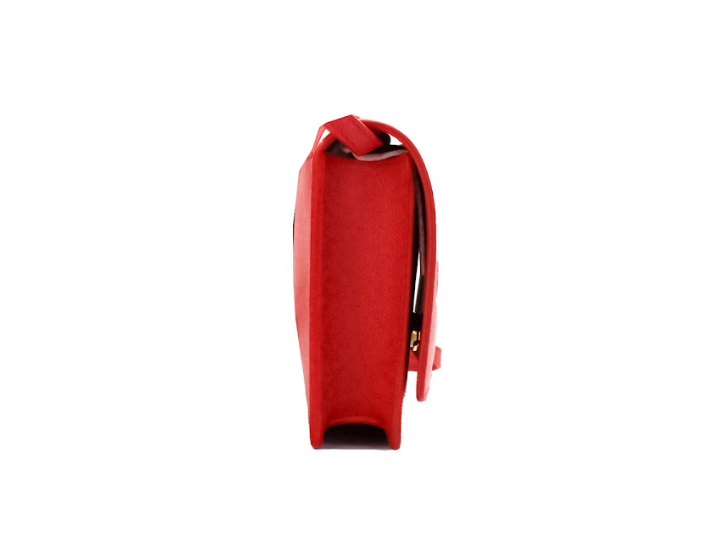 Burberry Hampshire Small Red Embossed Logo Smooth Leather Crossbody Bag.