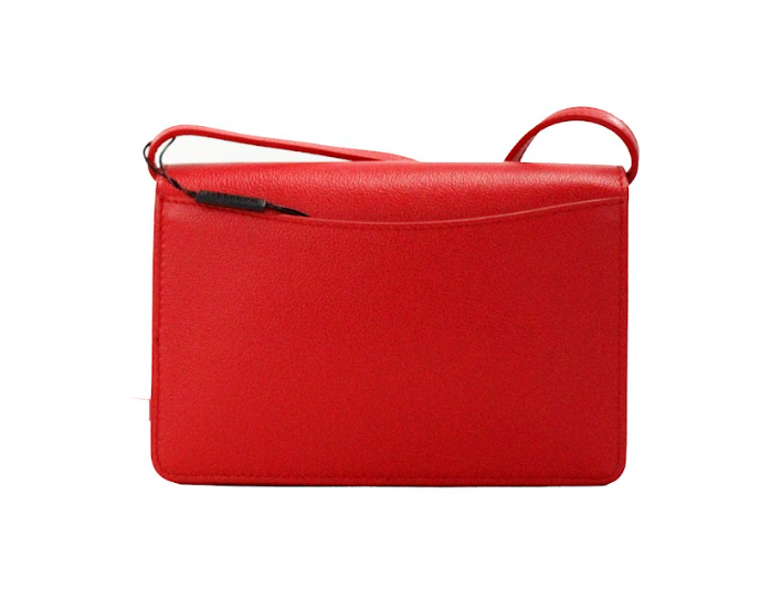 Burberry Hampshire Small Red Embossed Logo Smooth Leather Crossbody Bag.