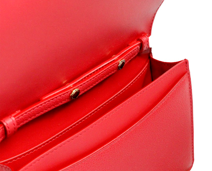 Burberry Hampshire Small Red Embossed Logo Smooth Leather Crossbody Bag.