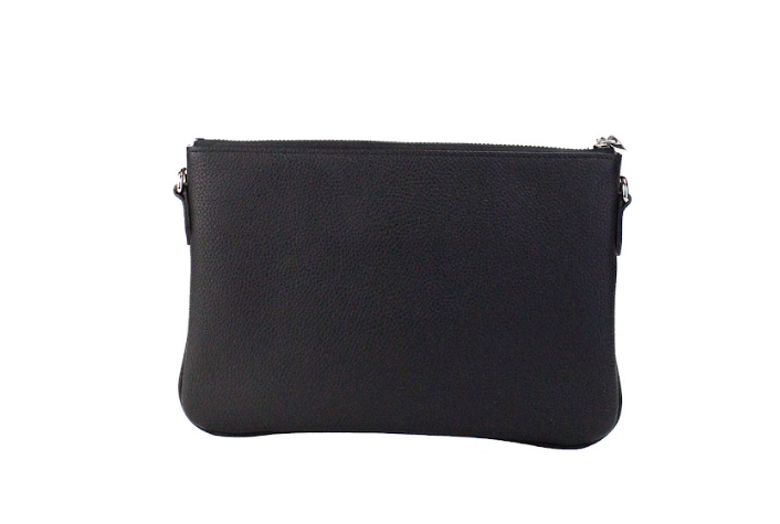 Burberry Peyton Monogram Black Leather Pouch Crossbody Bag Purse.
