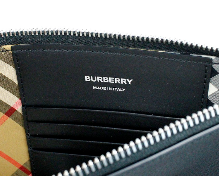 Burberry Peyton Monogram Black Leather Pouch Crossbody Bag Purse.