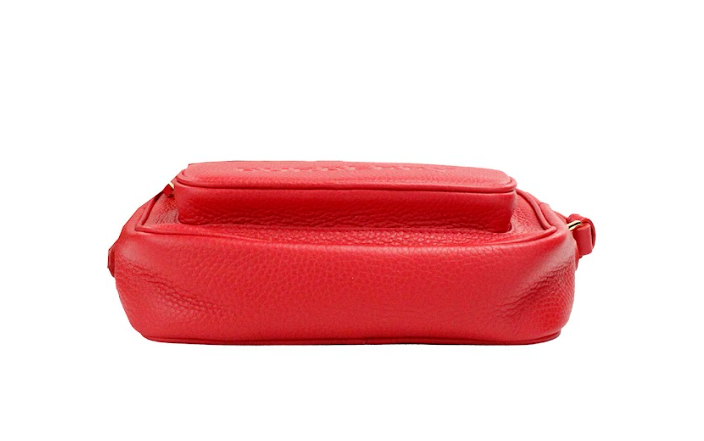 Burberry Small Branded Bright Red Grainy Leather Camera Crossbody Bag.