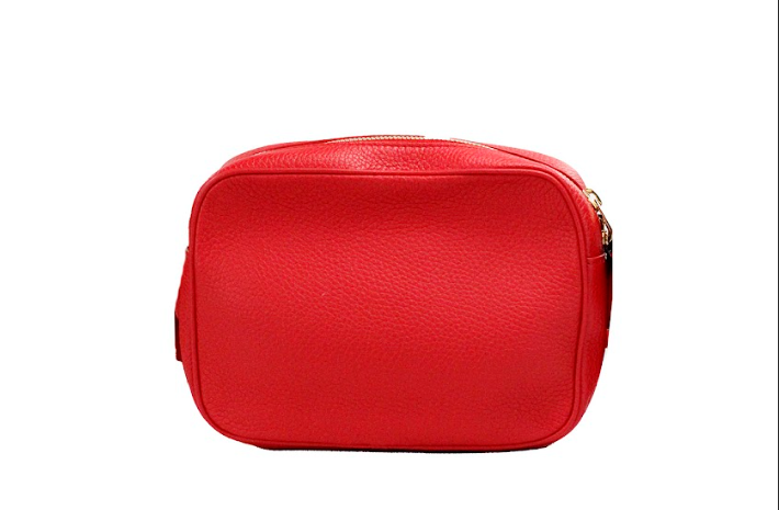 Burberry Small Branded Bright Red Grainy Leather Camera Crossbody Bag.