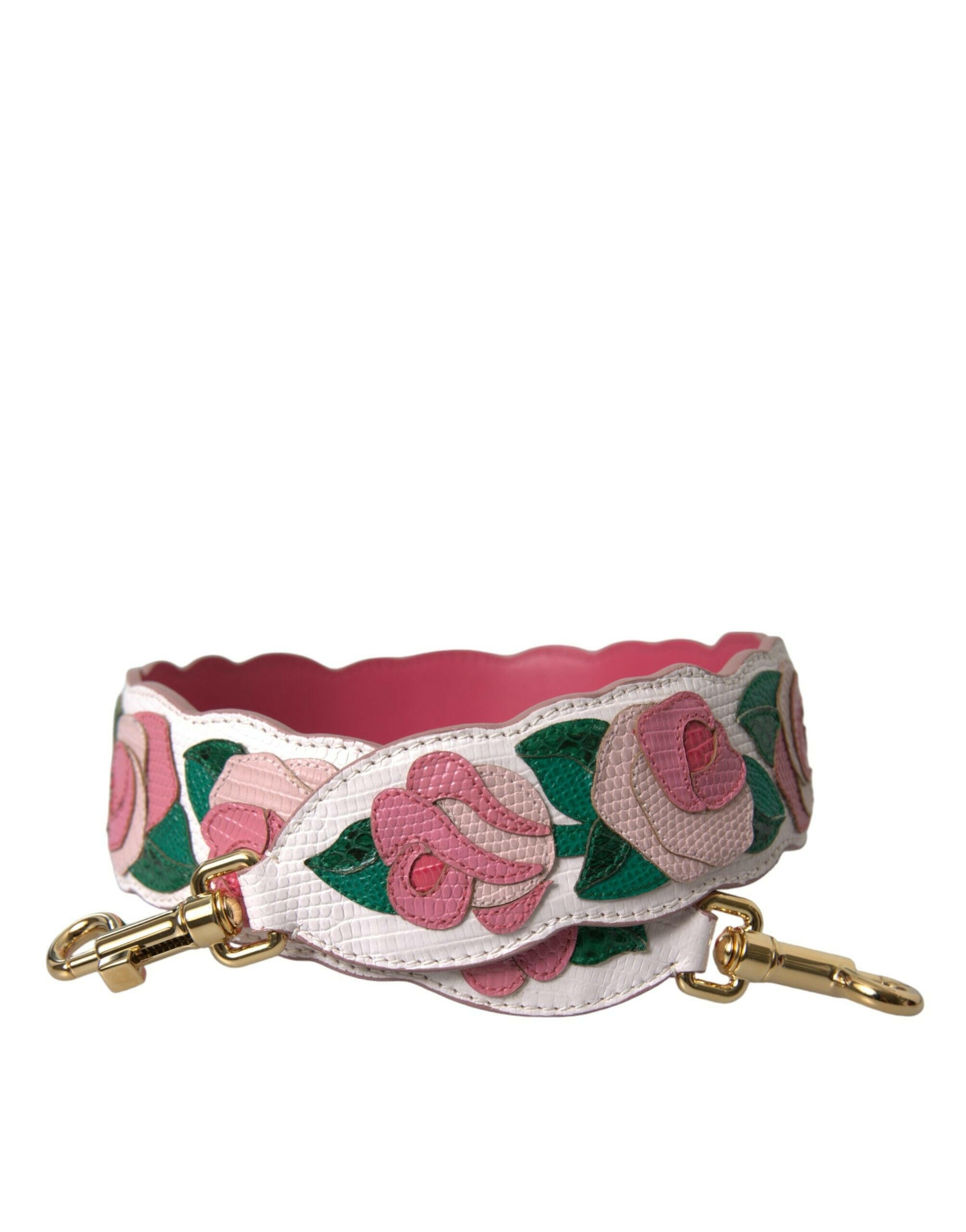Dolce & Gabbana White Floral Leather Accessory Shoulder Strap.