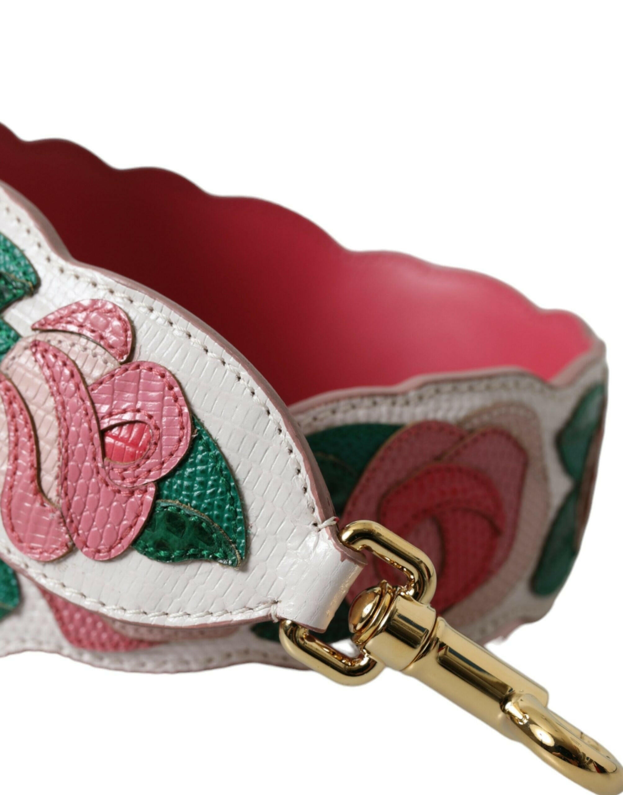 Dolce & Gabbana White Floral Leather Accessory Shoulder Strap.