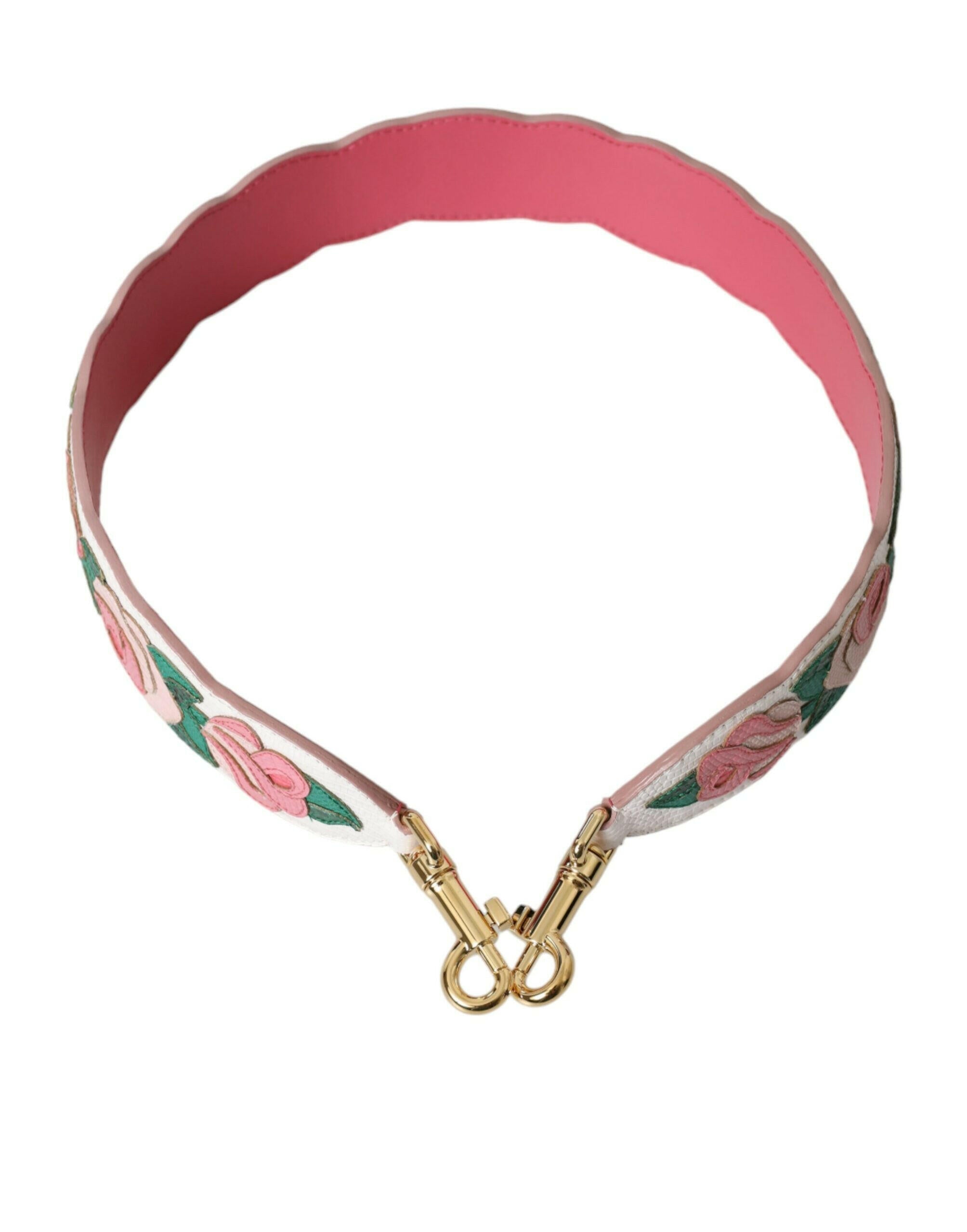 Dolce & Gabbana White Floral Leather Accessory Shoulder Strap.