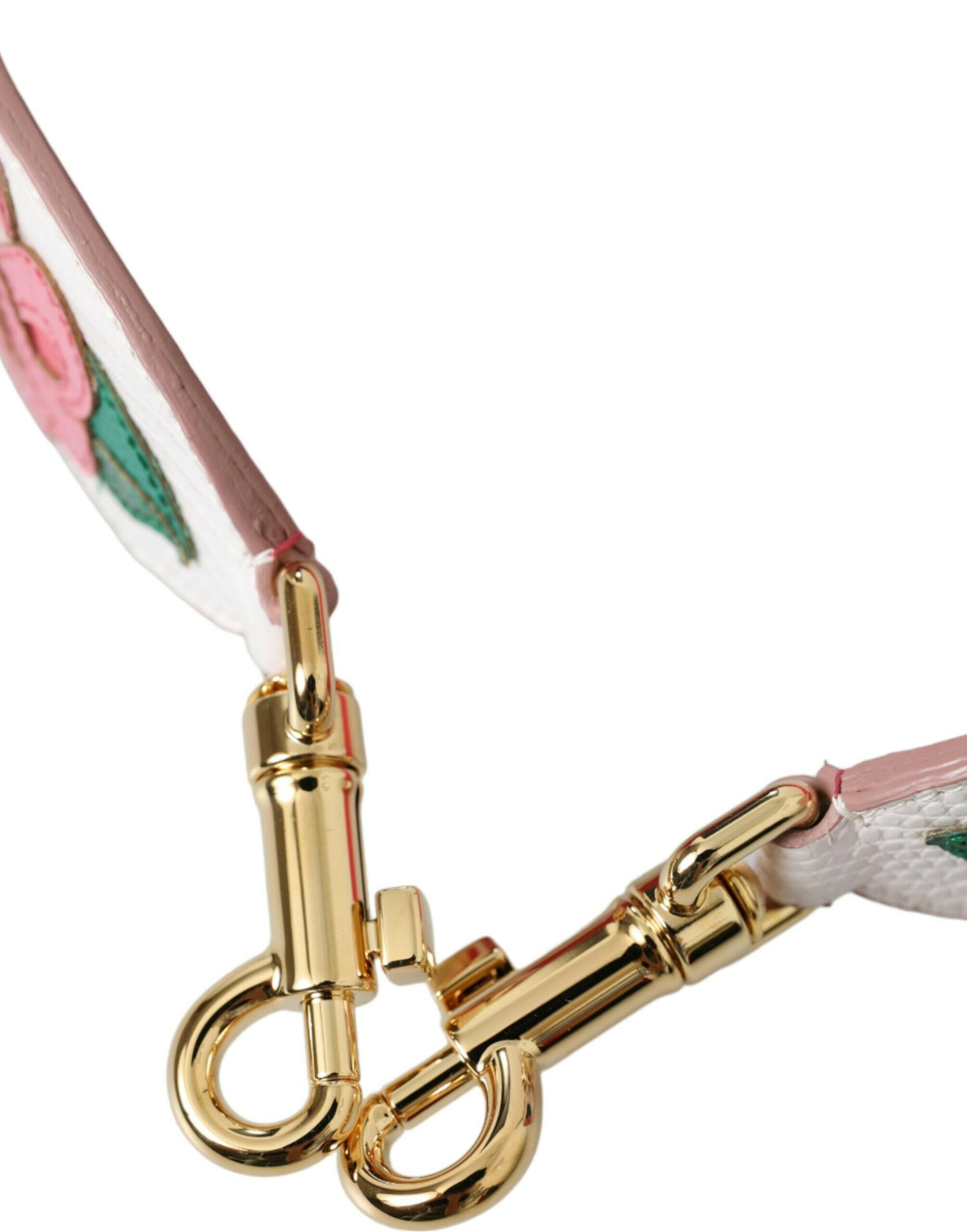 Dolce & Gabbana White Floral Leather Accessory Shoulder Strap.