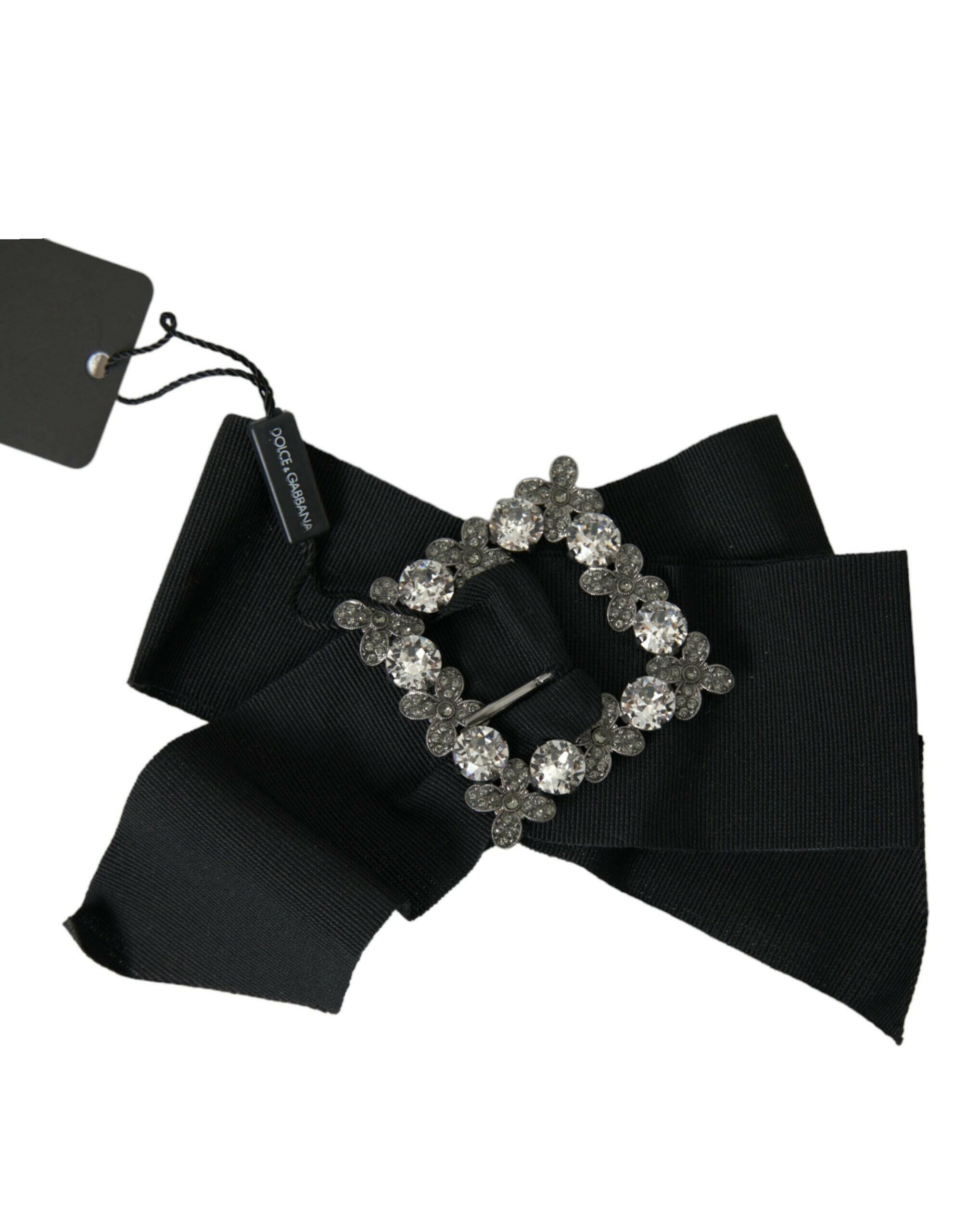 Dolce & Gabbana Black Swarovski Crystal Embellished Hair Clip.