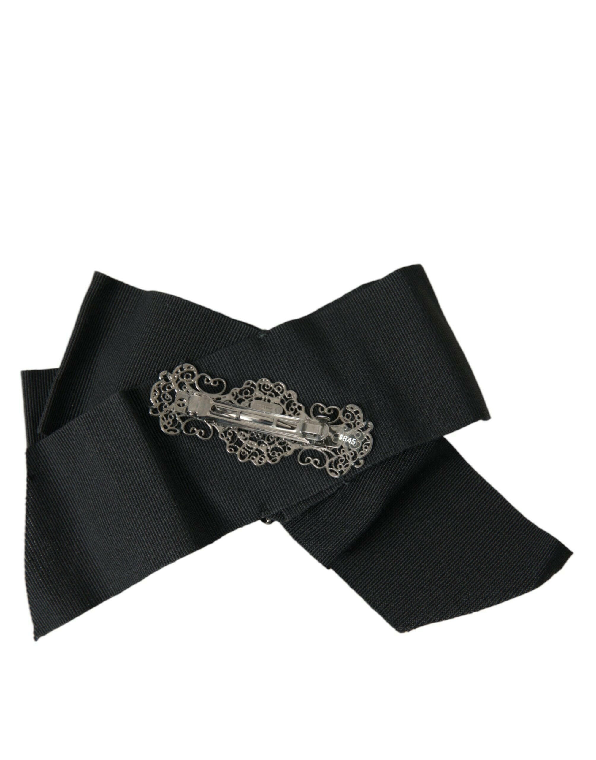 Dolce & Gabbana Black Swarovski Crystal Embellished Hair Clip.