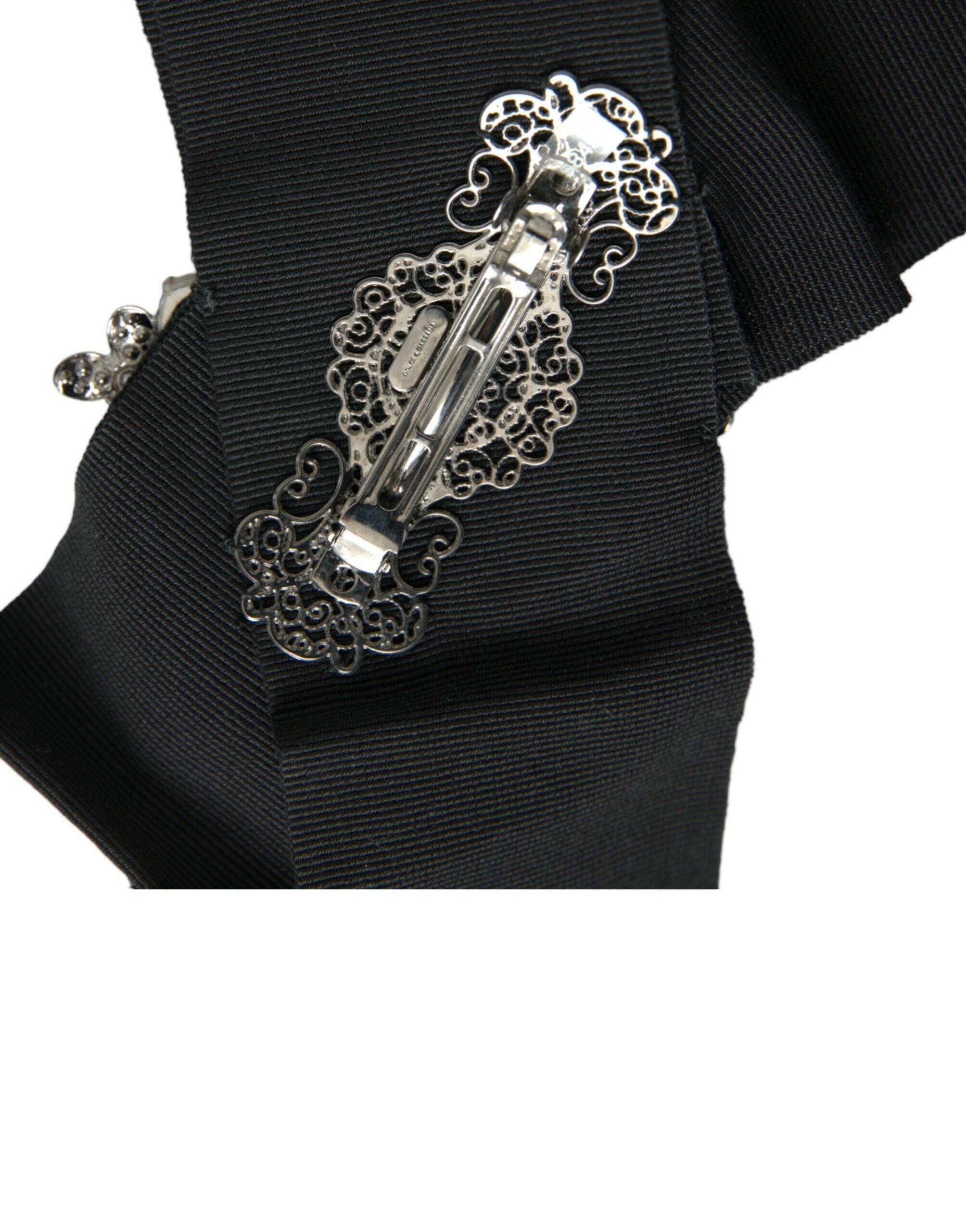 Dolce & Gabbana Black Swarovski Crystal Embellished Hair Clip.