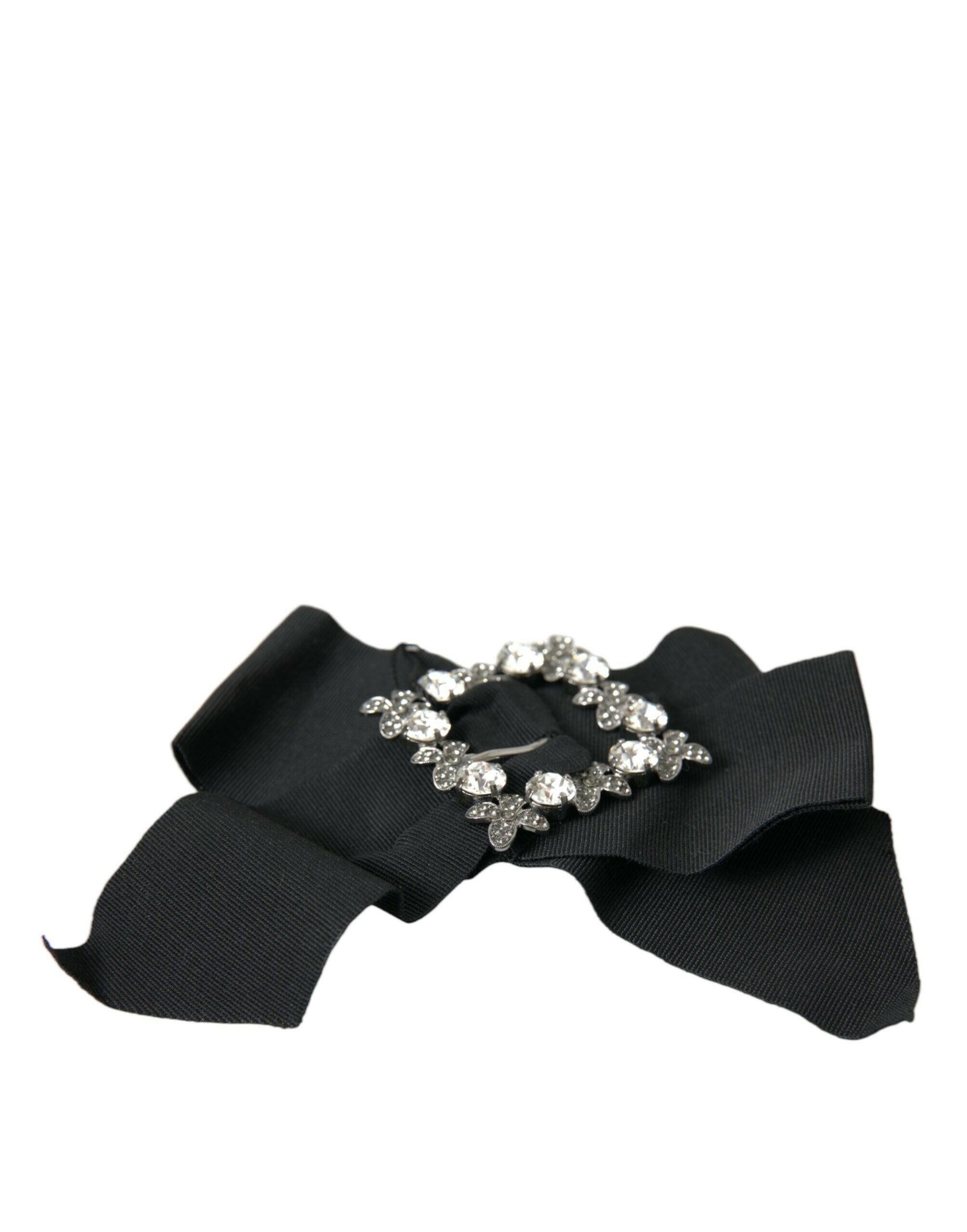 Dolce & Gabbana Black Swarovski Crystal Embellished Hair Clip.