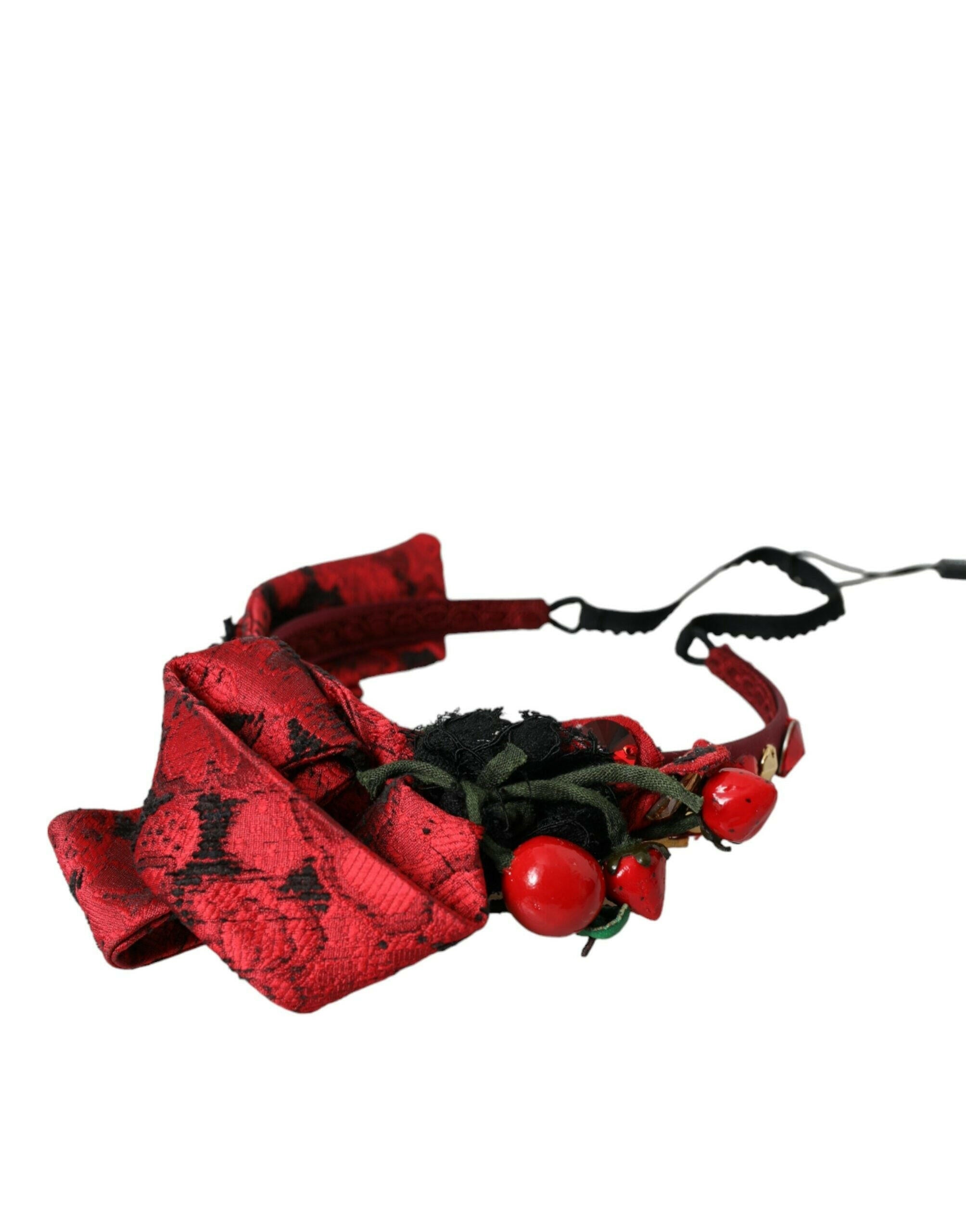 Dolce & Gabbana Red Cherry Sicily Embellished Women Hairband Diadem.