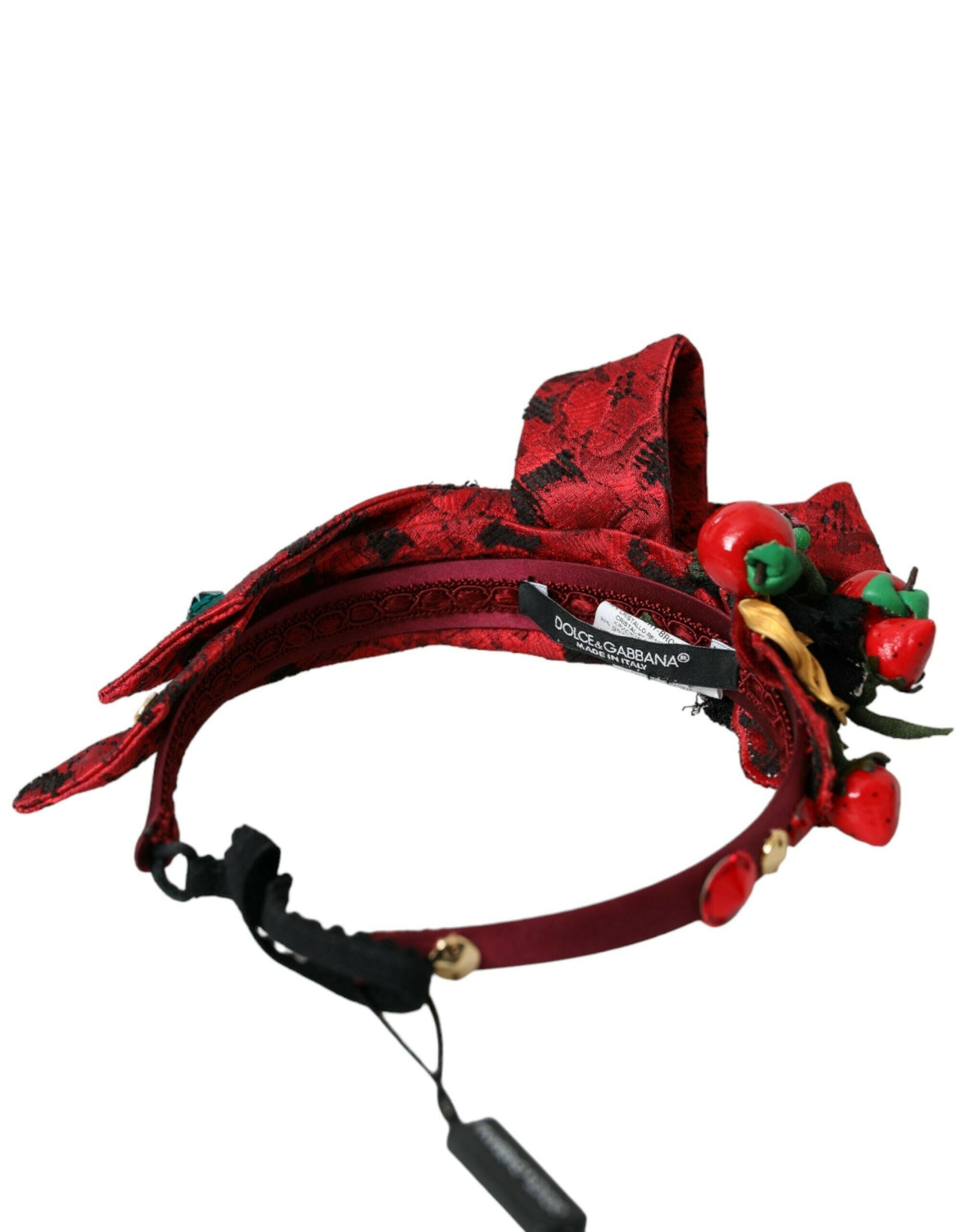 Dolce & Gabbana Red Cherry Sicily Embellished Women Hairband Diadem.