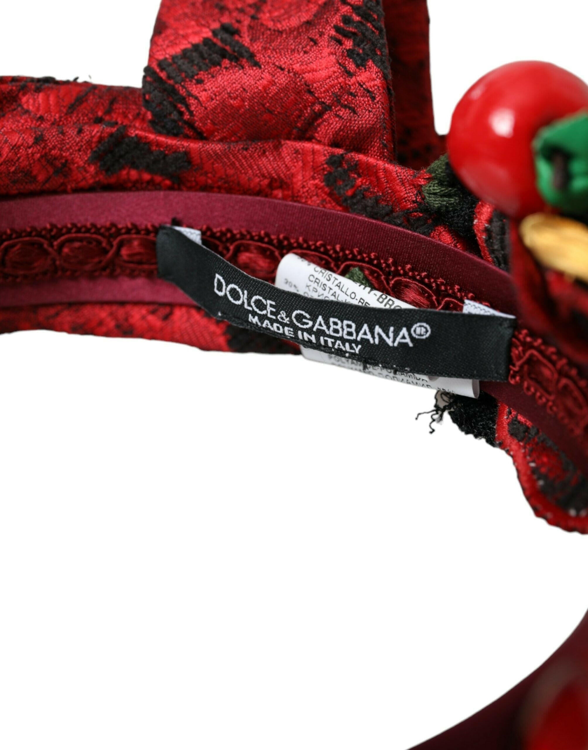 Dolce & Gabbana Red Cherry Sicily Embellished Women Hairband Diadem.