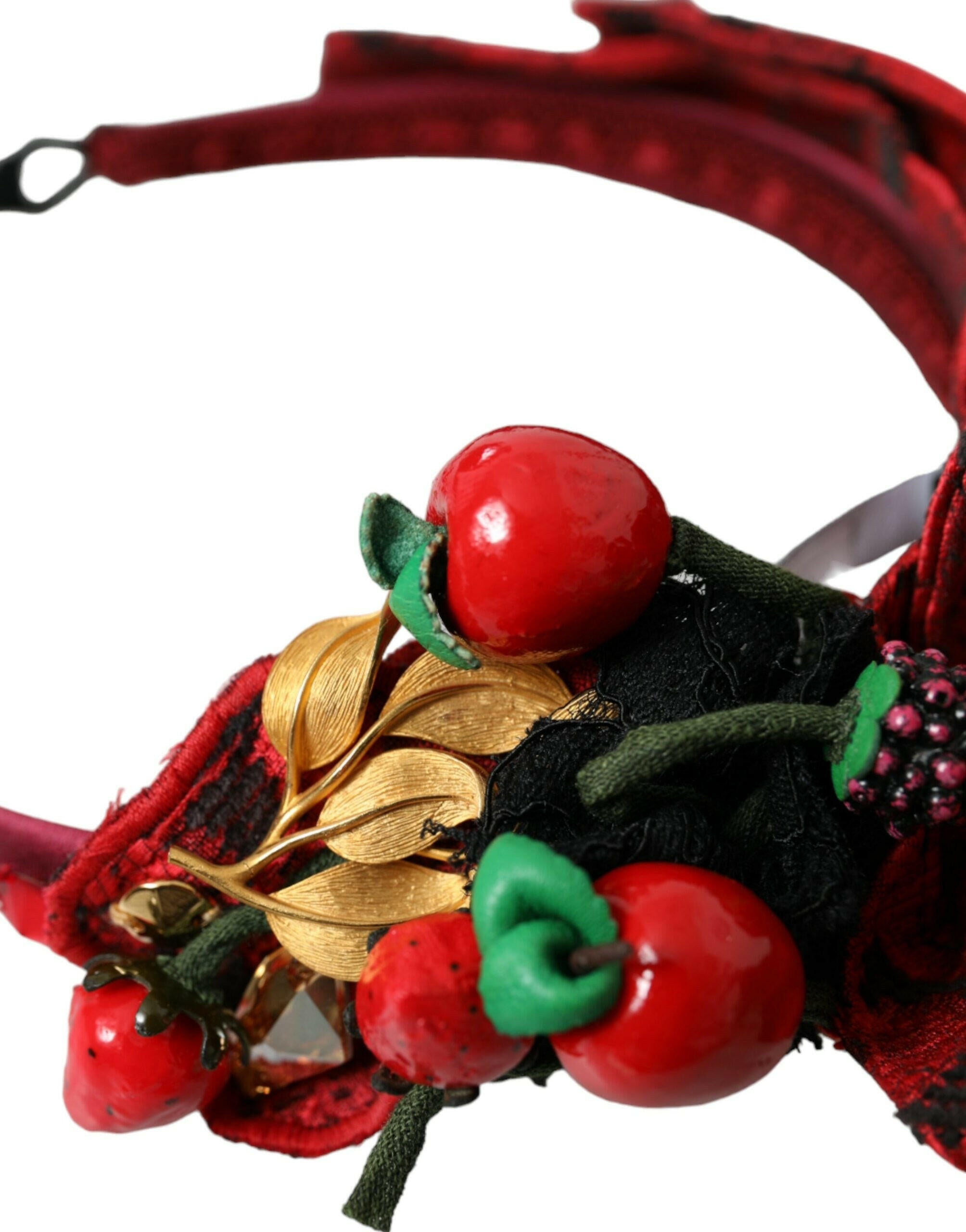 Dolce & Gabbana Red Cherry Sicily Embellished Women Hairband Diadem.