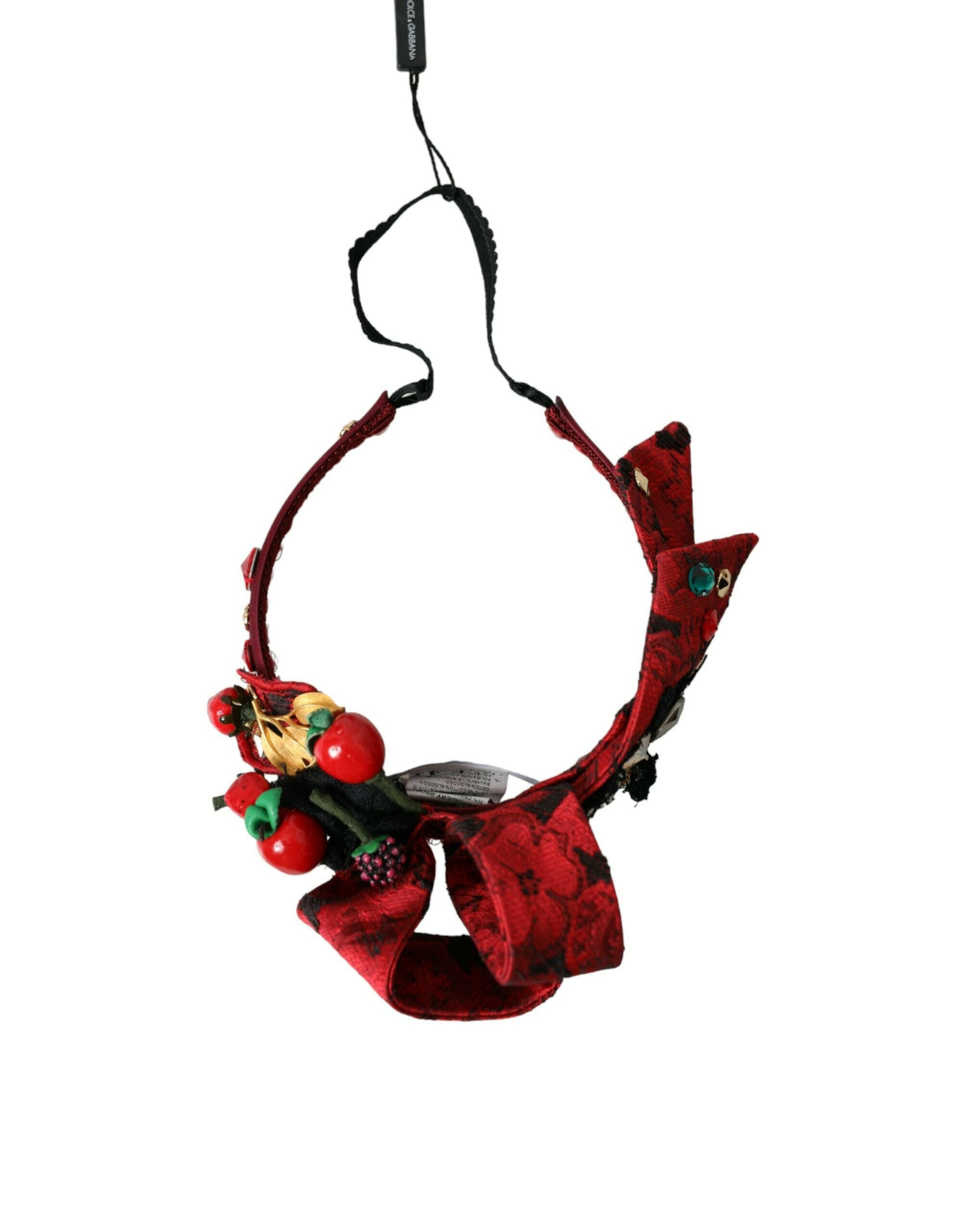 Dolce & Gabbana Red Cherry Sicily Embellished Women Hairband Diadem.