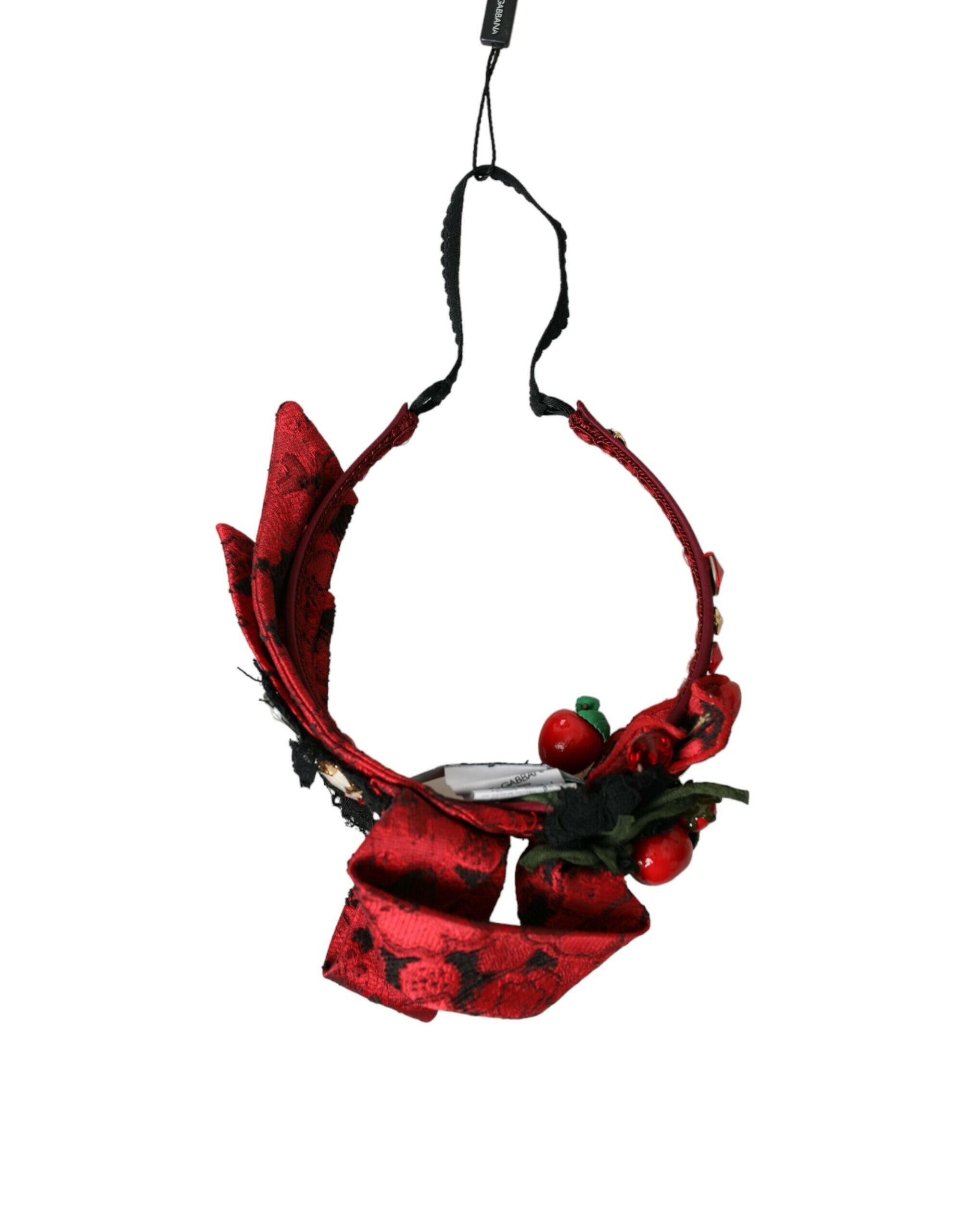 Dolce & Gabbana Red Cherry Sicily Embellished Women Hairband Diadem.