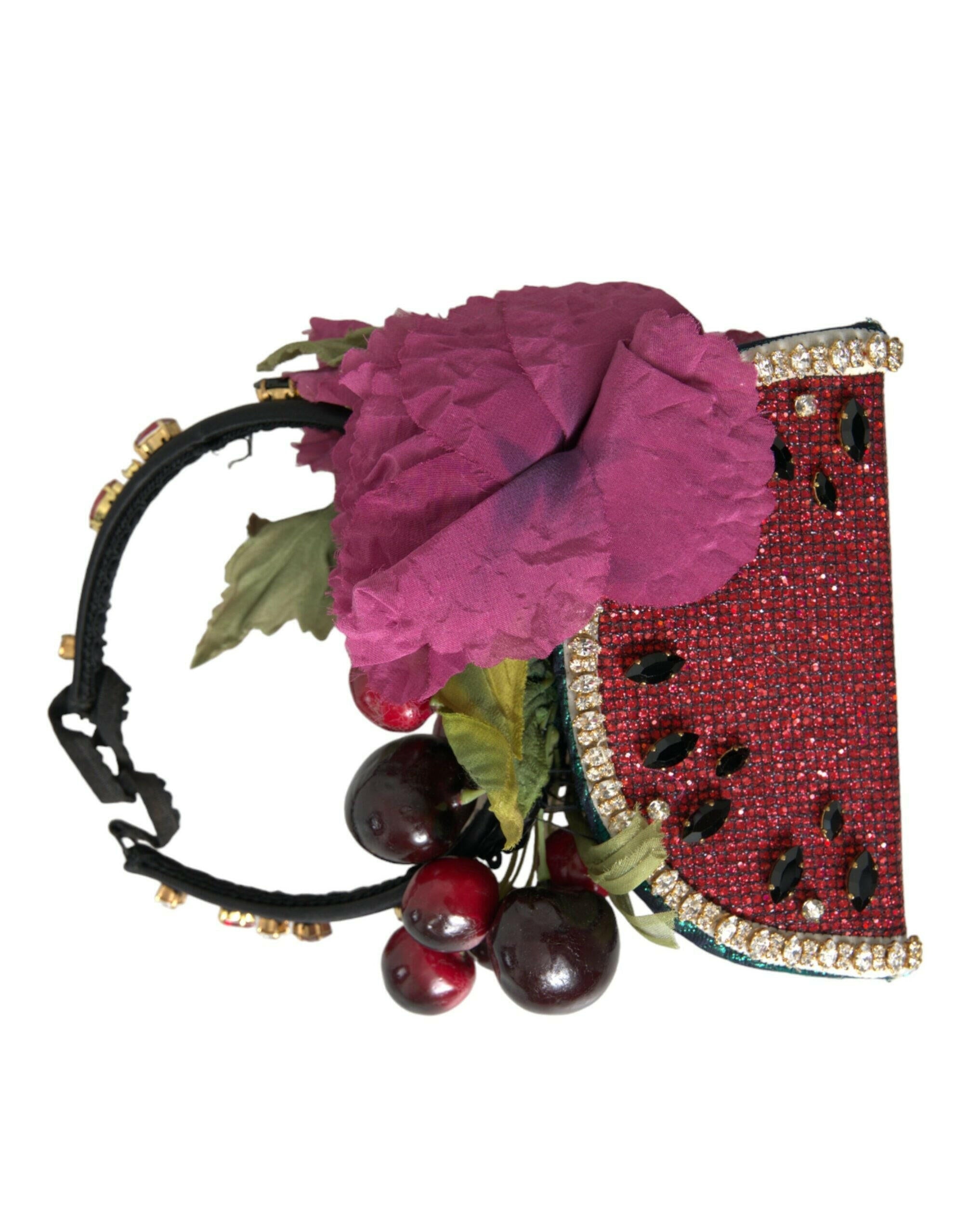 Dolce & Gabbana Red Watermelon Cherry Crystal Hairband Statement Diadem.