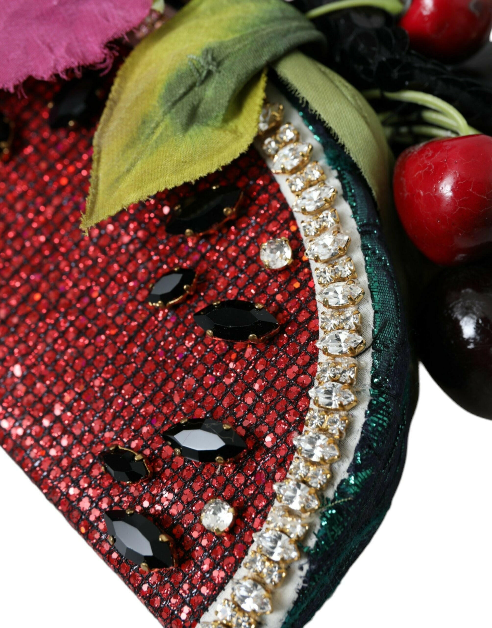 Dolce & Gabbana Red Watermelon Cherry Crystal Hairband Statement Diadem.