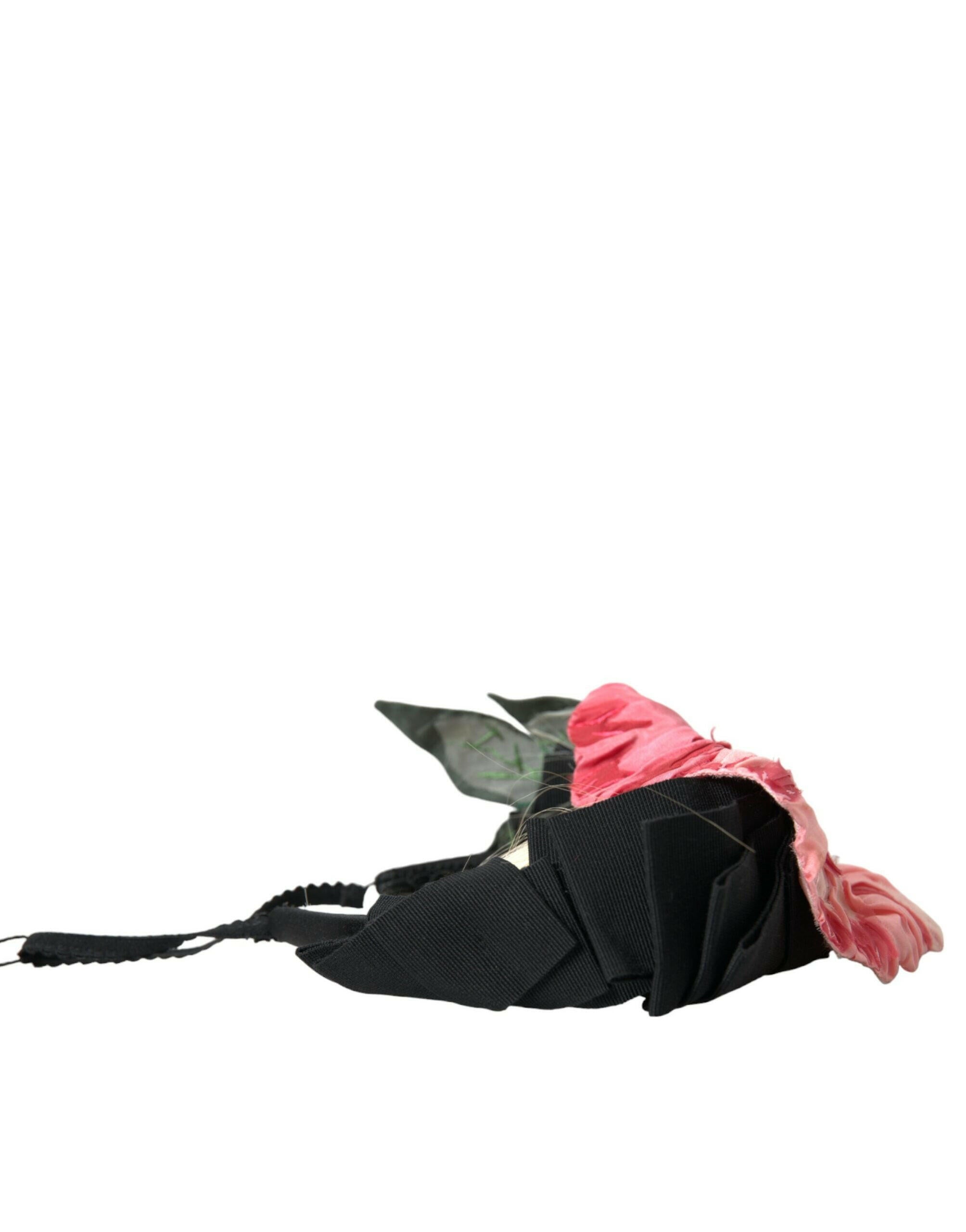 Dolce & Gabbana Black Viscose White Hair Parrucchiera Headband Diadem.