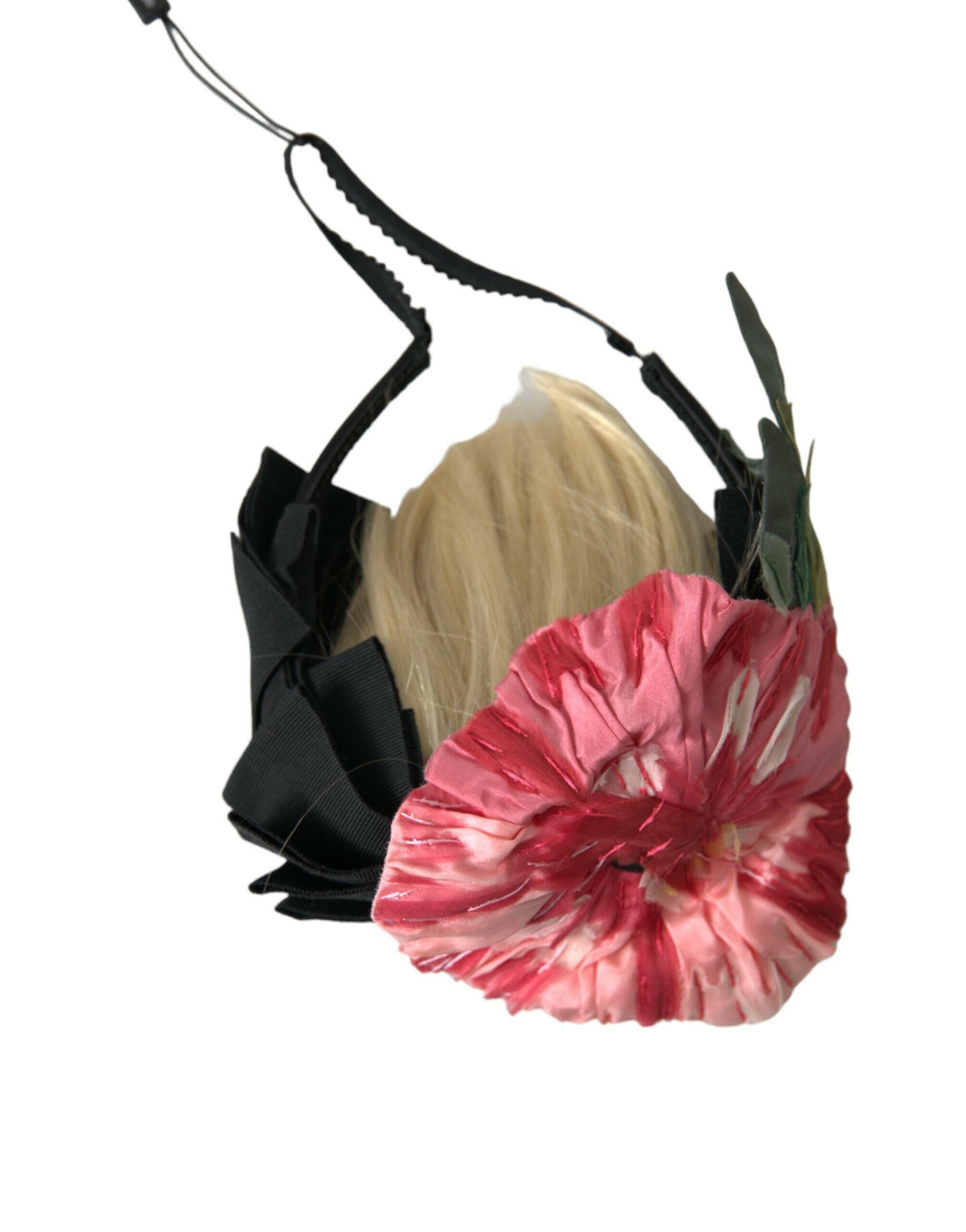 Dolce & Gabbana Black Viscose White Hair Parrucchiera Headband Diadem.