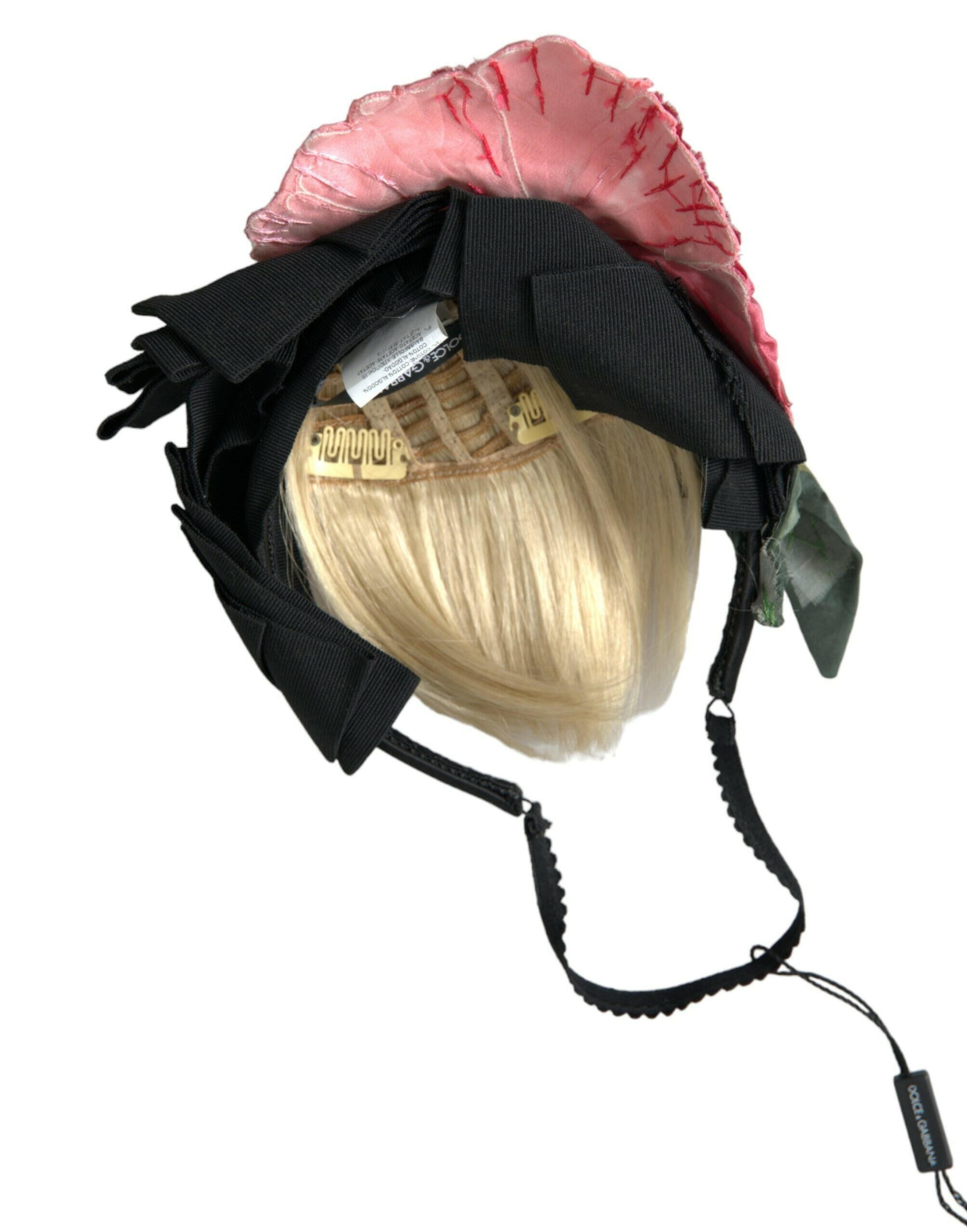 Dolce & Gabbana Black Viscose White Hair Parrucchiera Headband Diadem.