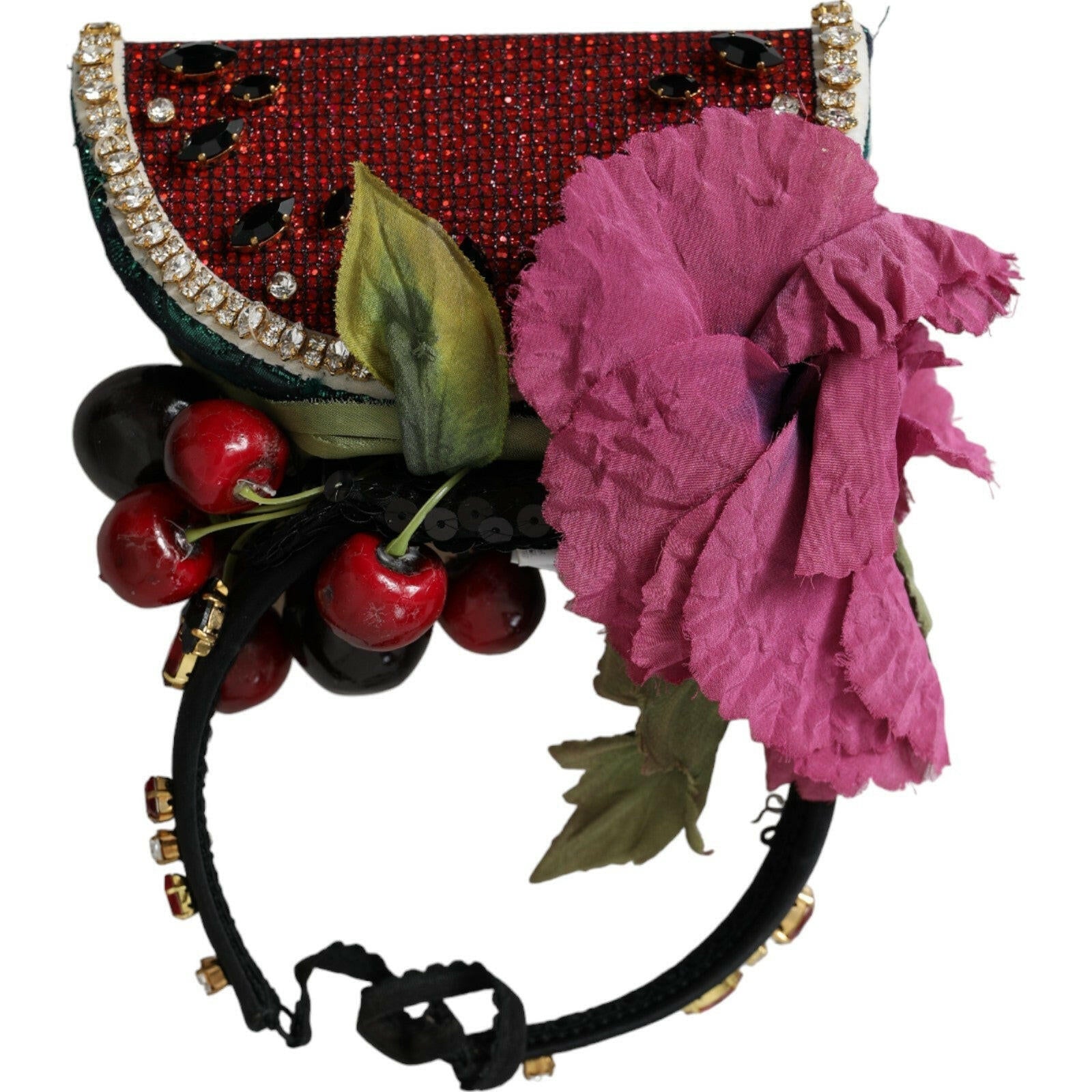 Dolce & Gabbana Red Watermelon Cherry Crystal Hairband Statement Diadem.