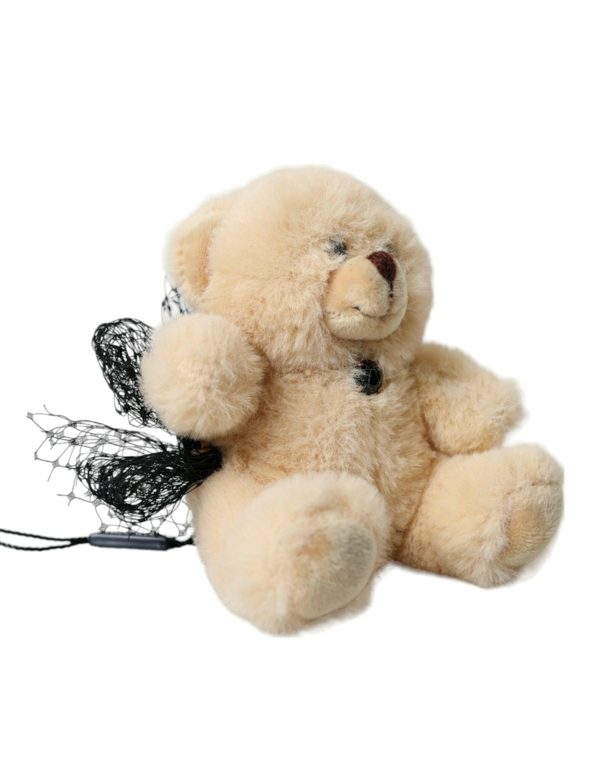 Dolce & Gabbana Beige Teddy Bear Mesh Net Band Hair Clip.