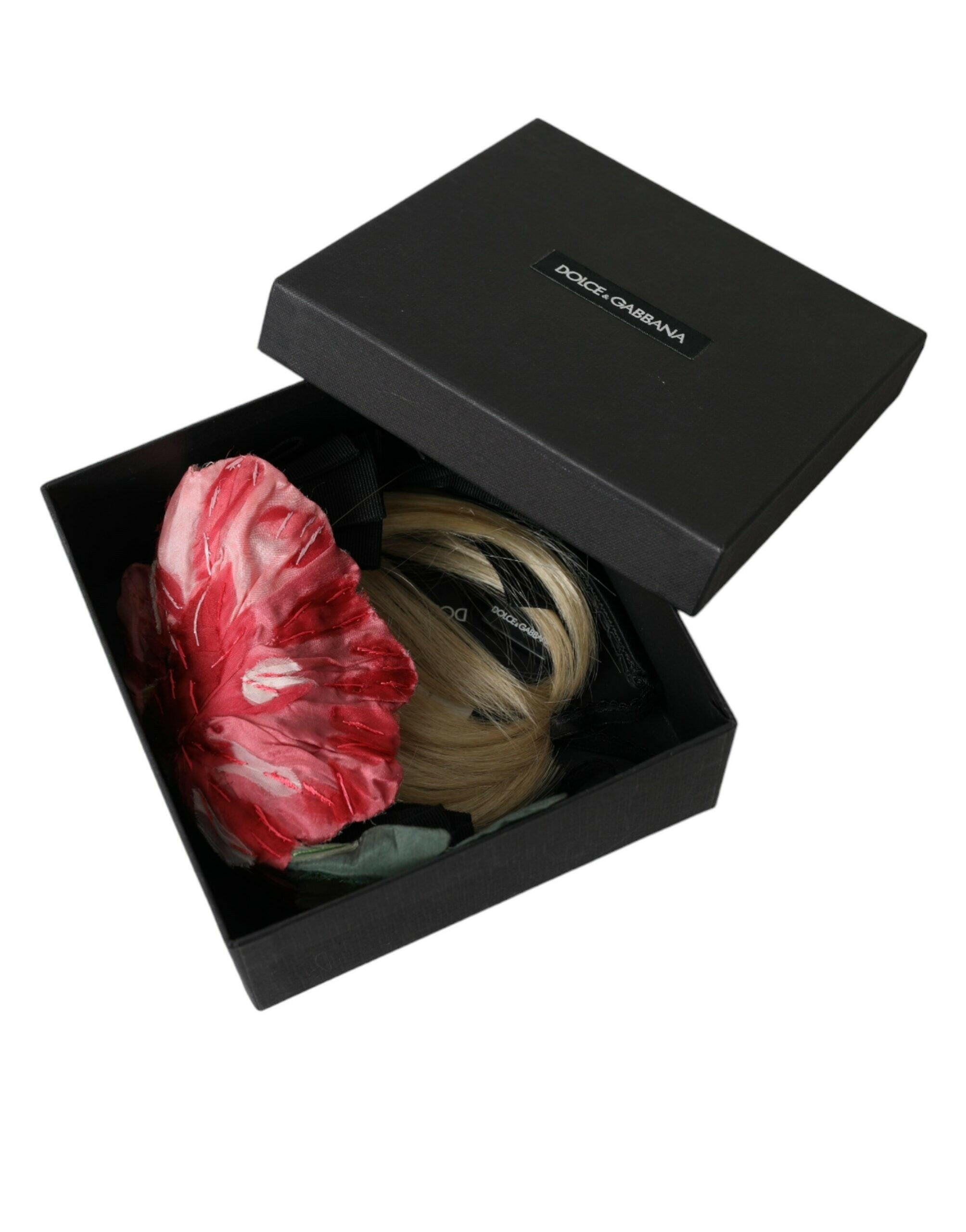 Dolce & Gabbana Black Viscose White Hair Parrucchiera Headband Diadem.