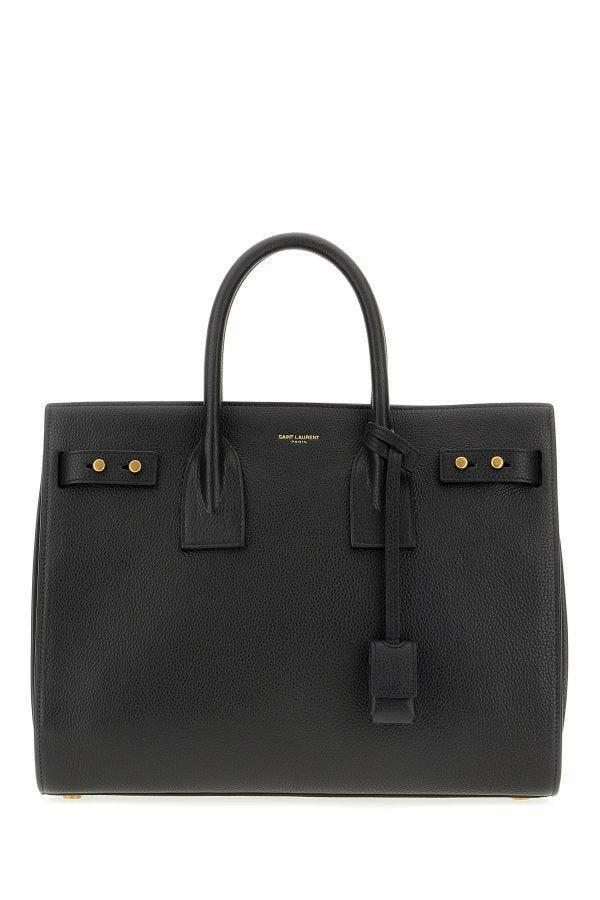 Saint Laurent Black Calf Leather Sac De Jour Handbag.