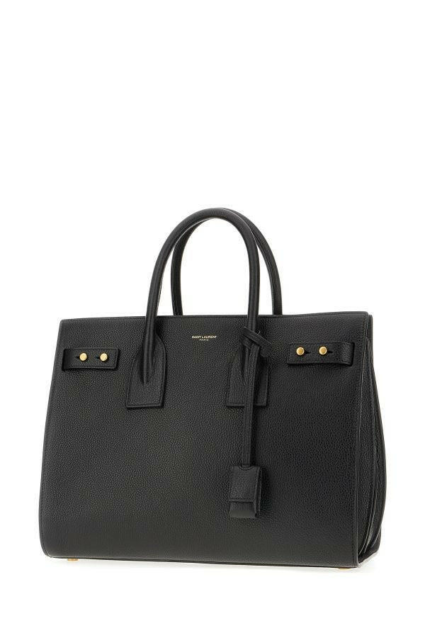Saint Laurent Black Calf Leather Sac De Jour Handbag.