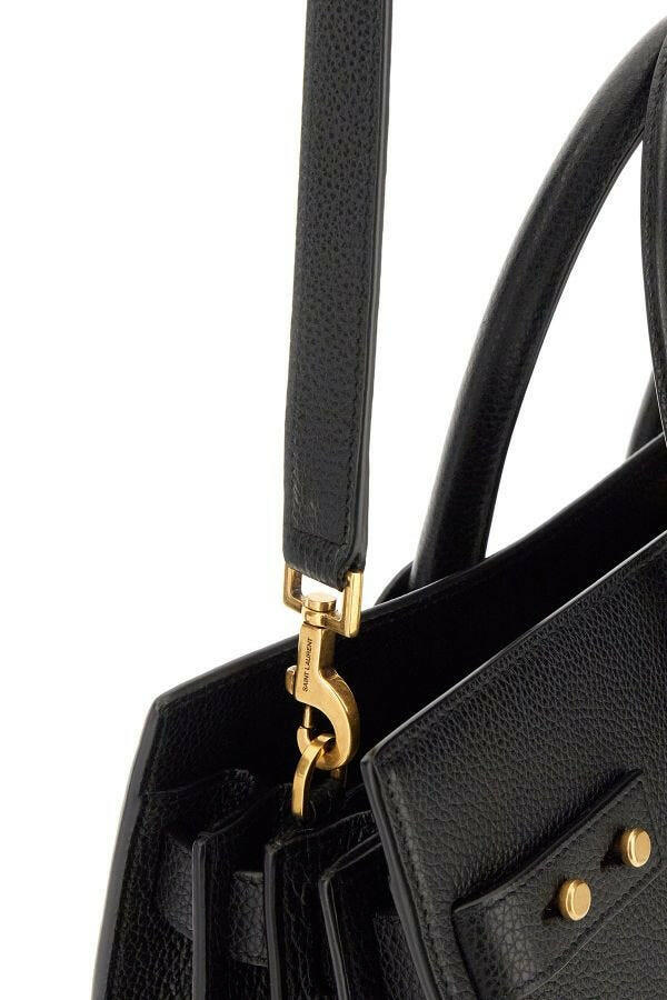 Saint Laurent Black Calf Leather Sac De Jour Handbag.