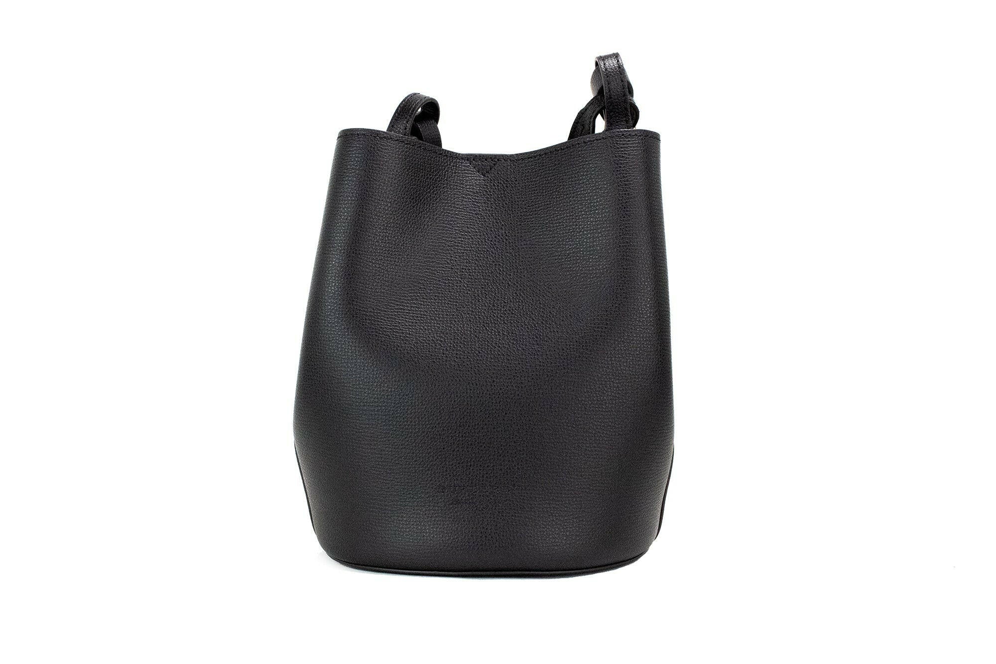 Burberry Lorne Small Black Haymarket Check Pebble Leather Bucket Handbag Purse.