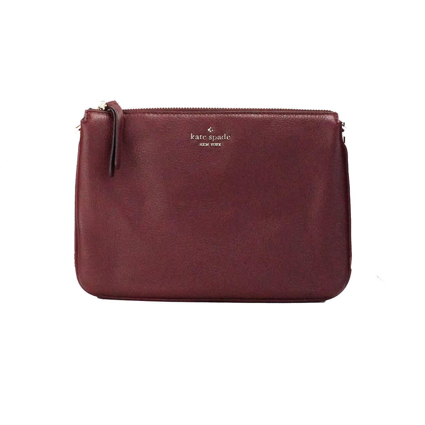 Kate Spade Jackson Cherrywood Leather Triple Gusset Crossbody Handbag Purse.
