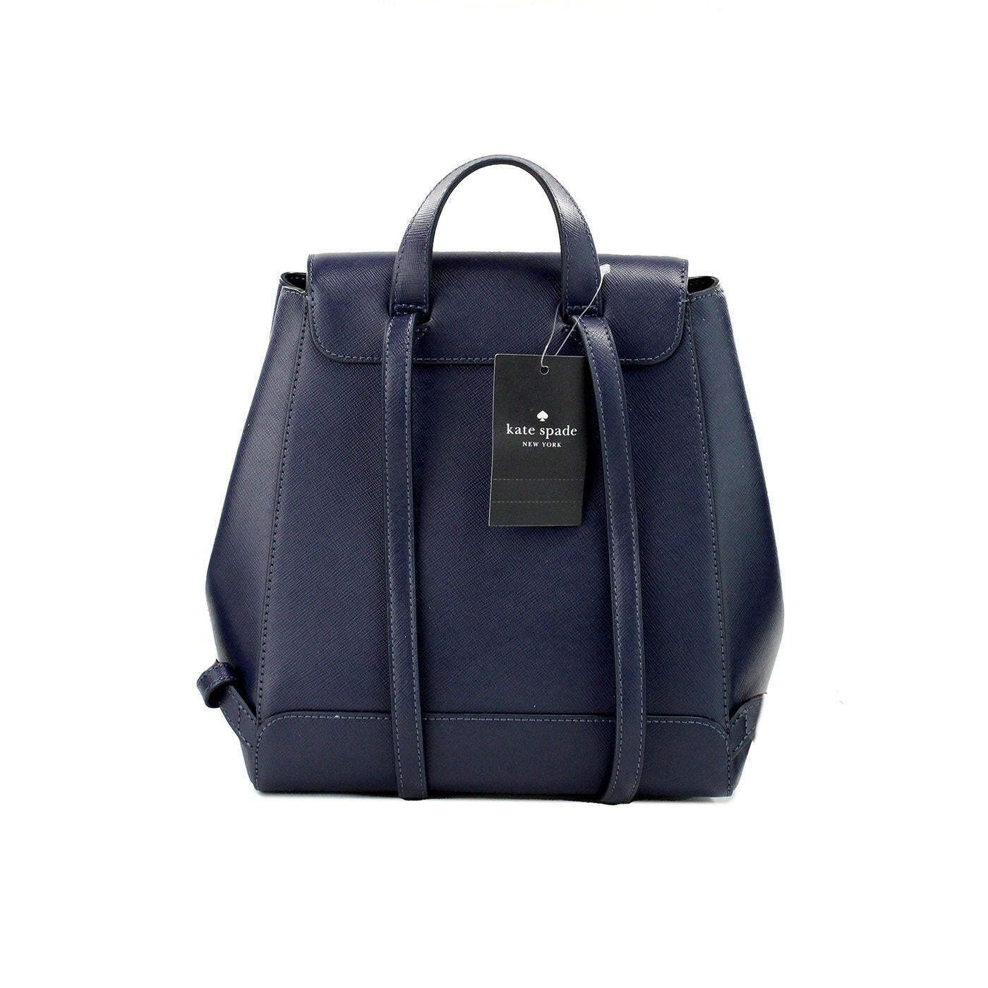 Kate Spade Madison Navy Saffiano Leather Medium Flap Shoulder Backpack Bag.