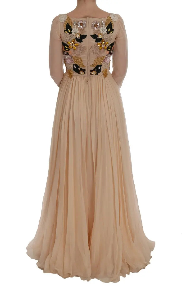 Dolce & Gabbana Elegant Floral Embroidered Silk Maxi Dress Dolce & Gabbana
