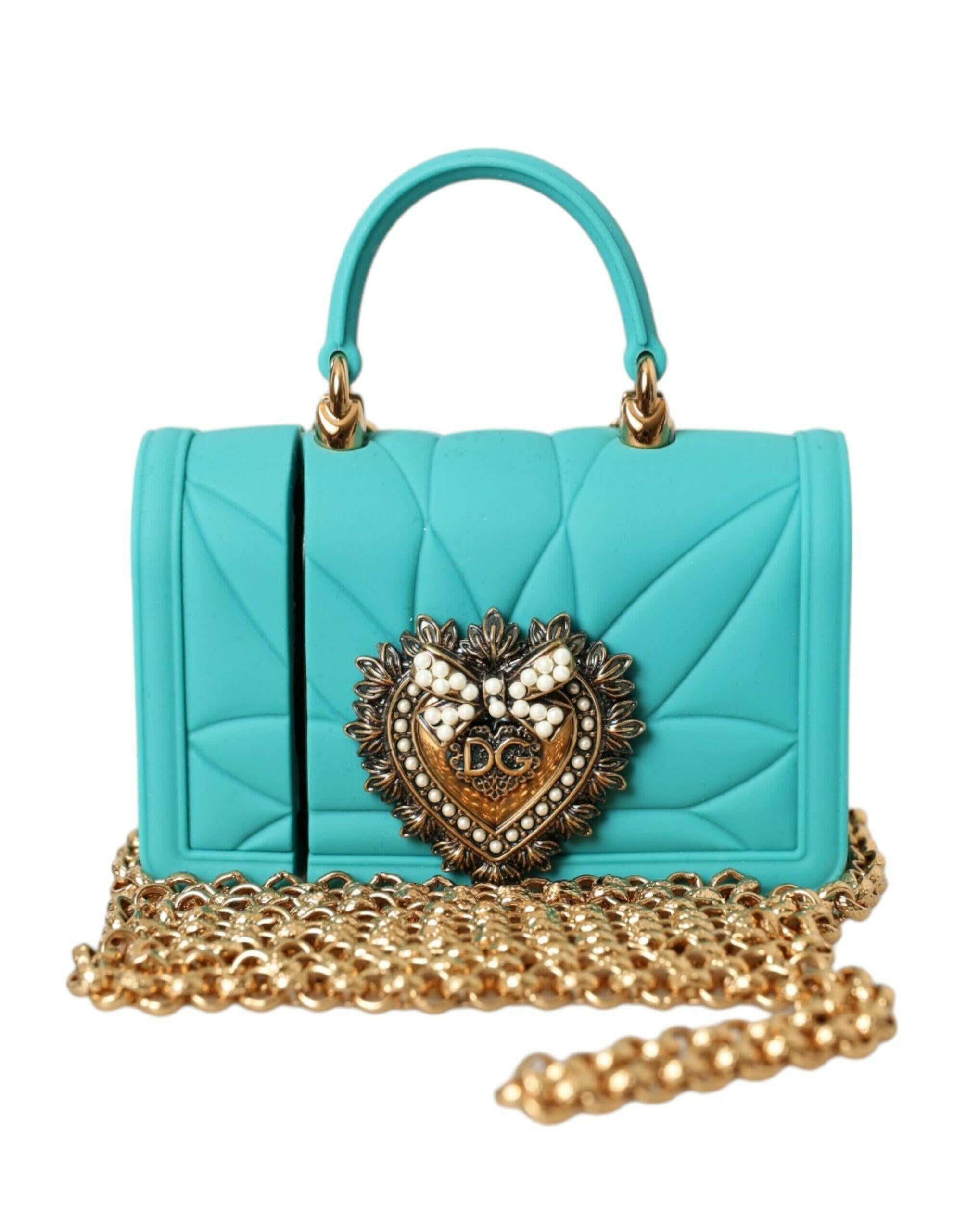 Dolce & Gabbana Turquoise Silicone Devotion Heart Cover Bag Airpods Case.