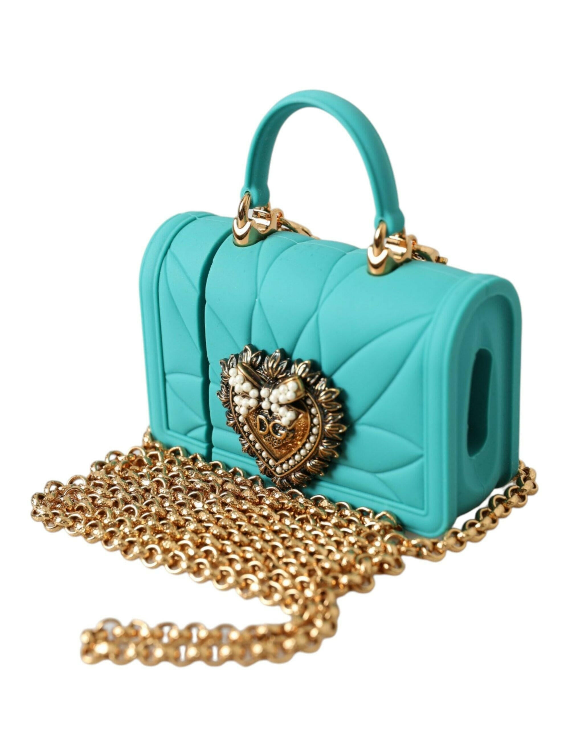 Dolce & Gabbana Turquoise Silicone Devotion Heart Cover Bag Airpods Case.