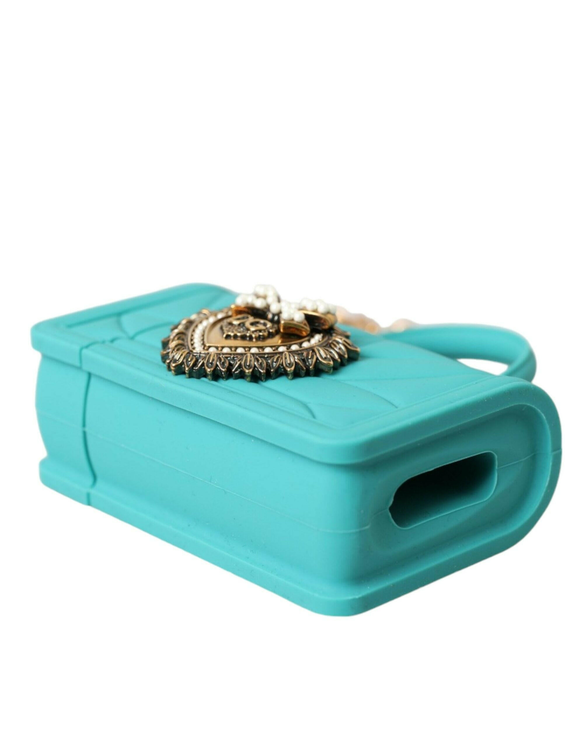 Dolce & Gabbana Turquoise Silicone Devotion Heart Cover Bag Airpods Case.